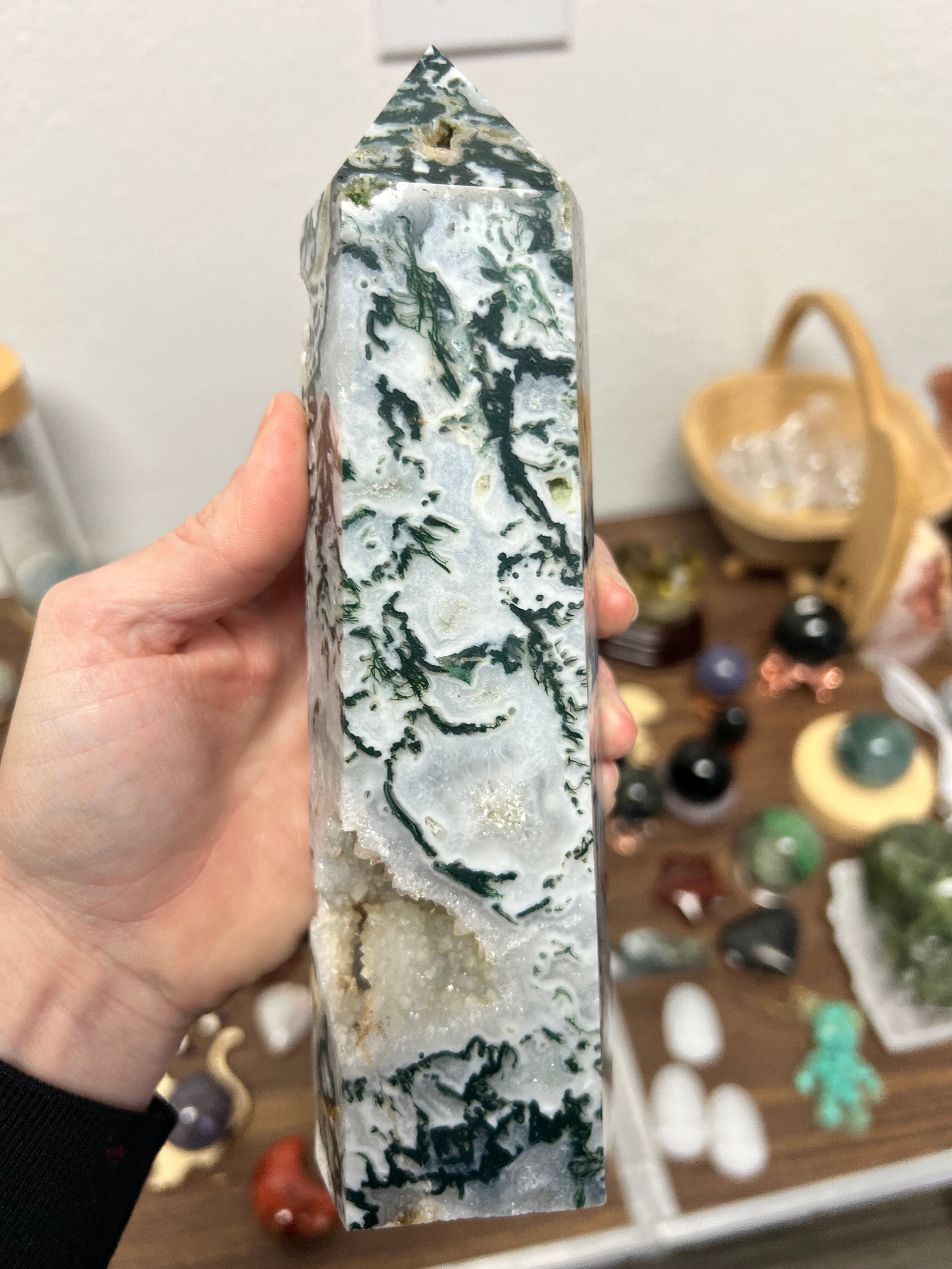 Beautiful, moss agate tower