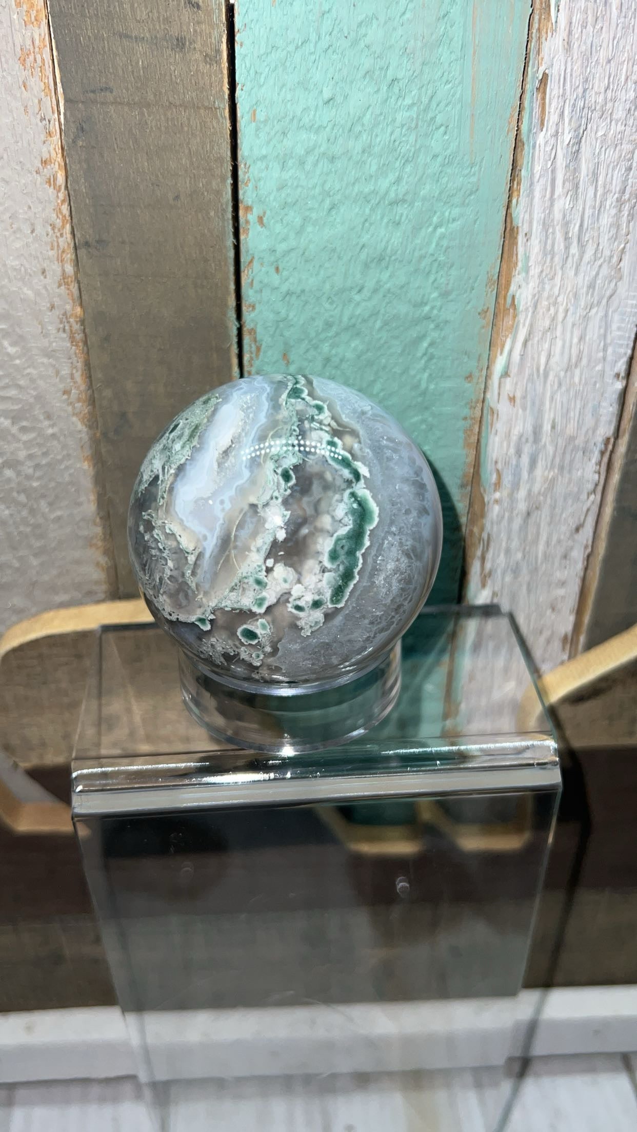 Moss agate sphere