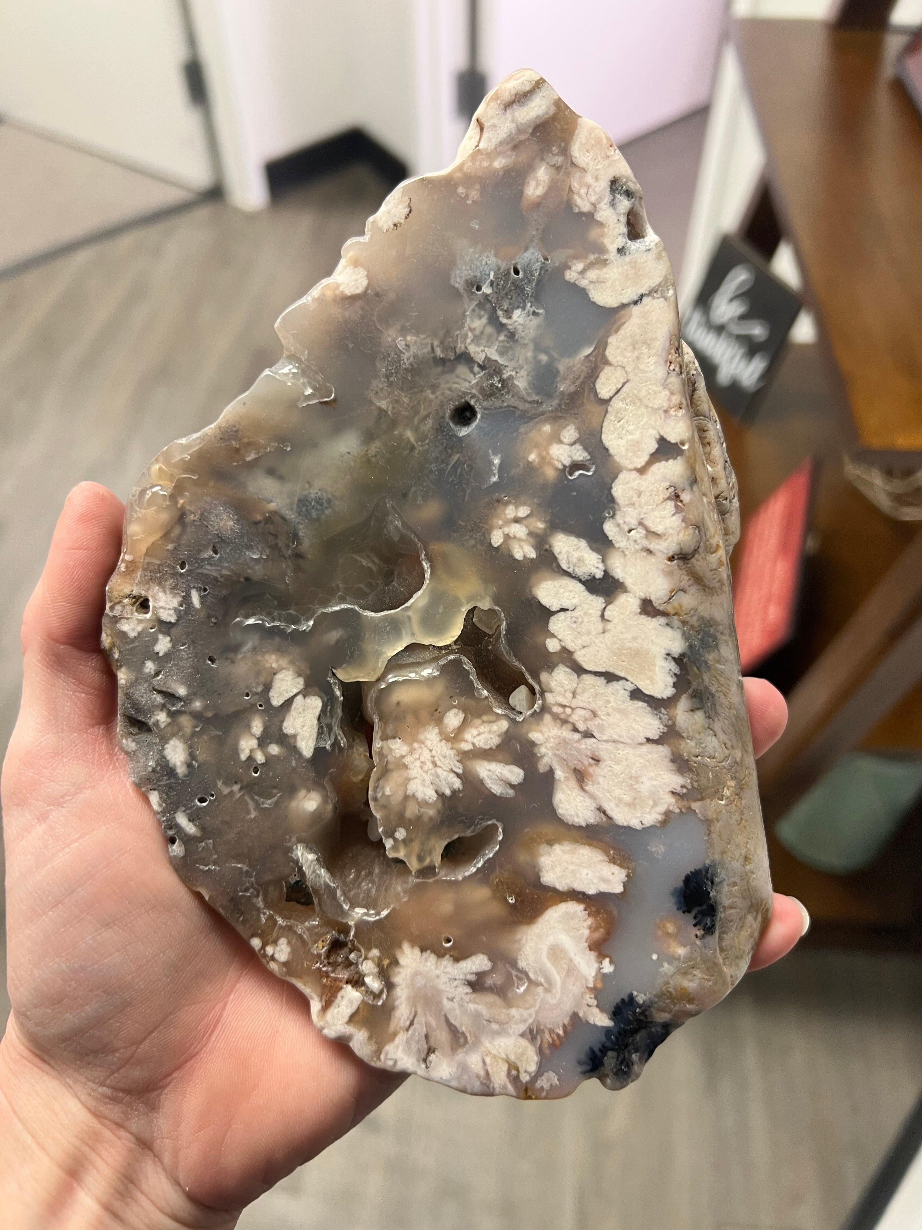 flower agate Freeform with raw backing
