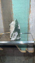 Moss Agate tower with raw druzy edge
