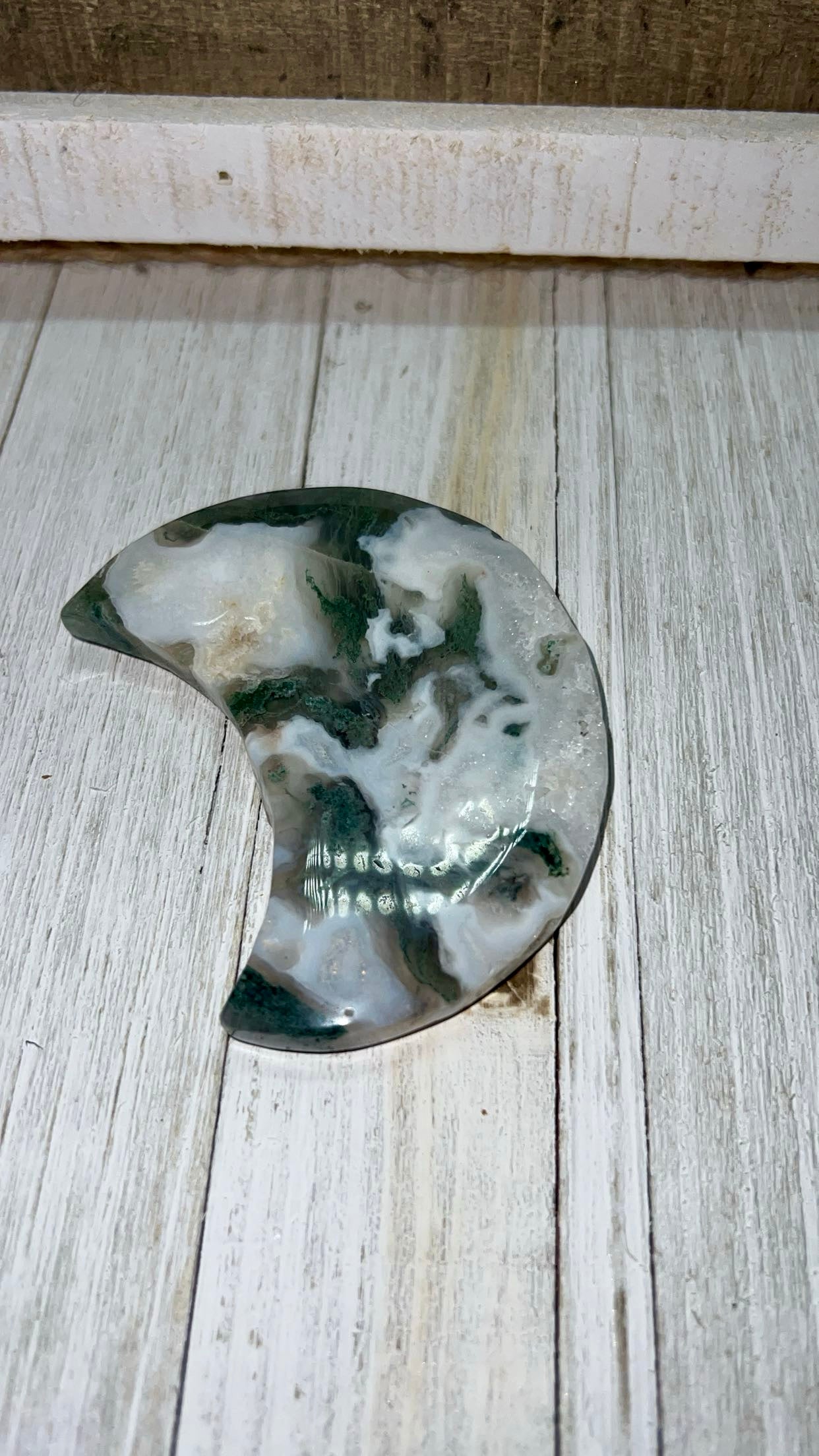Moss agate Crescent Moon