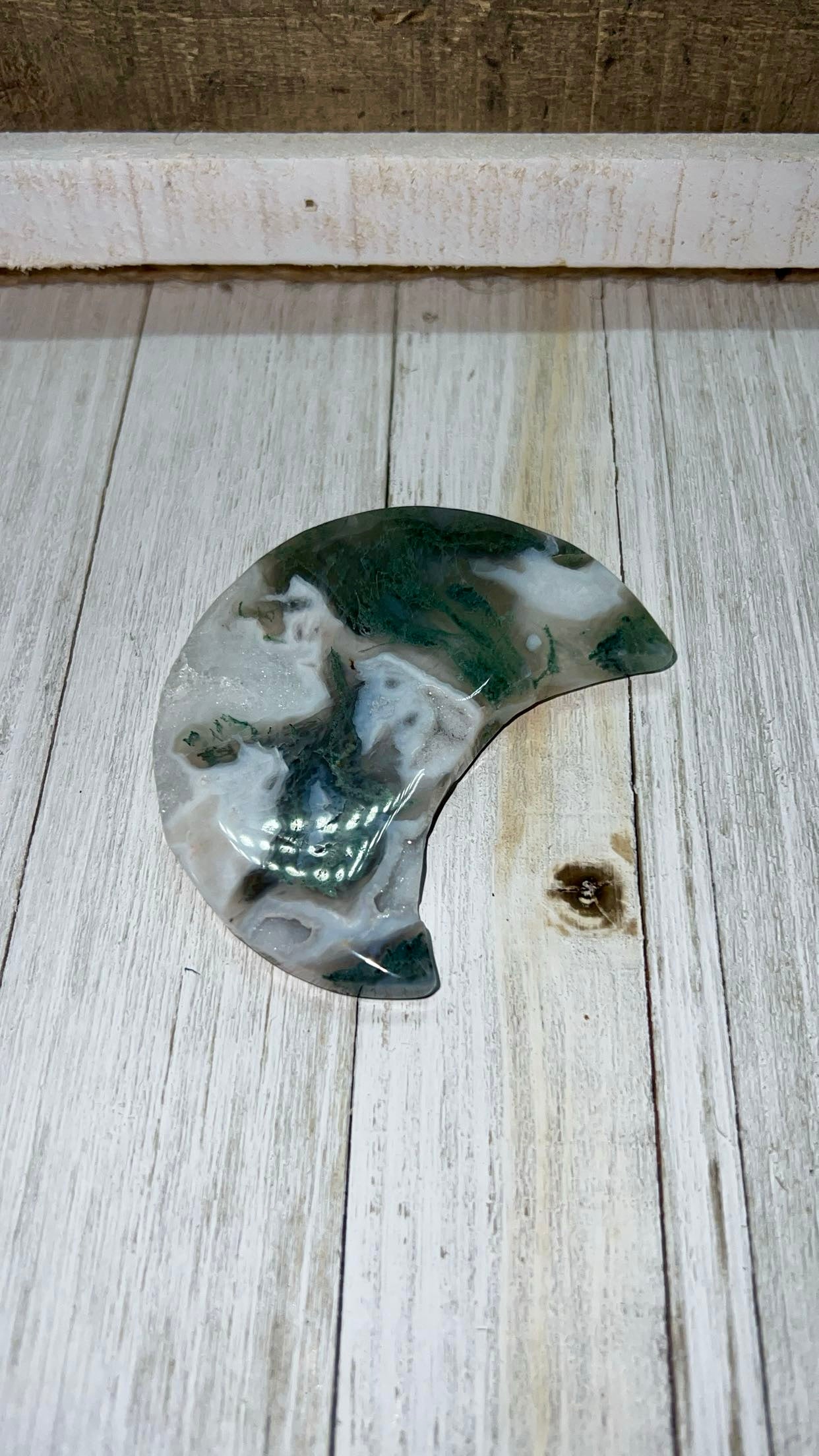 Moss agate Crescent Moon