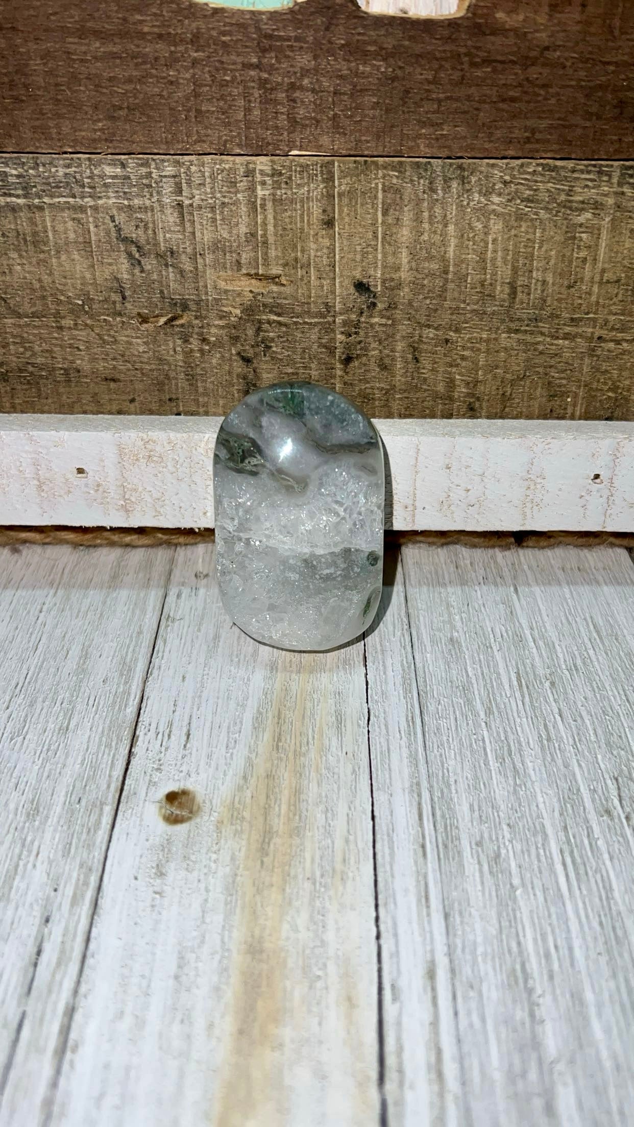Moss Agate palm stone size small