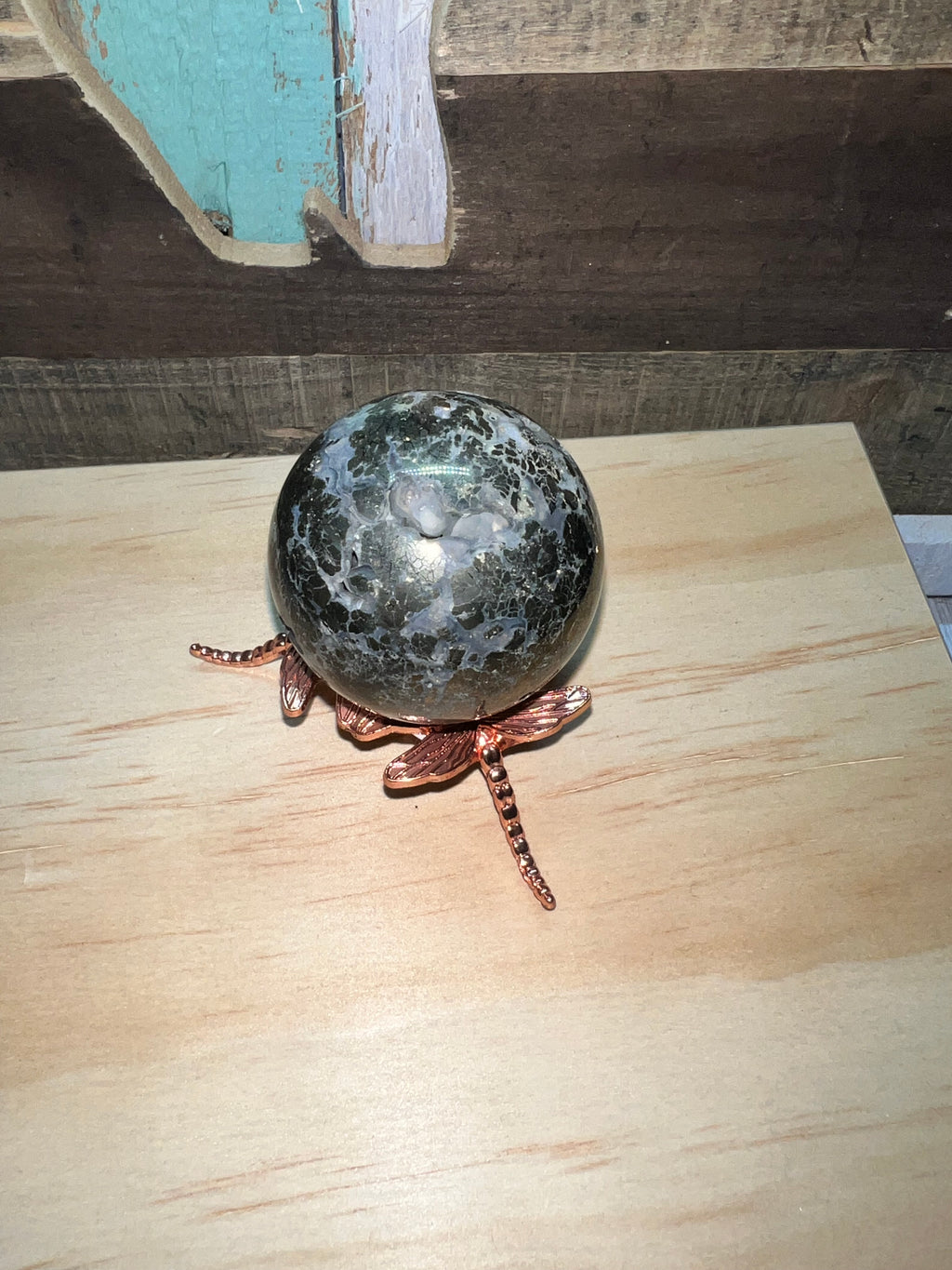 Pyrite in Quartz Sphere