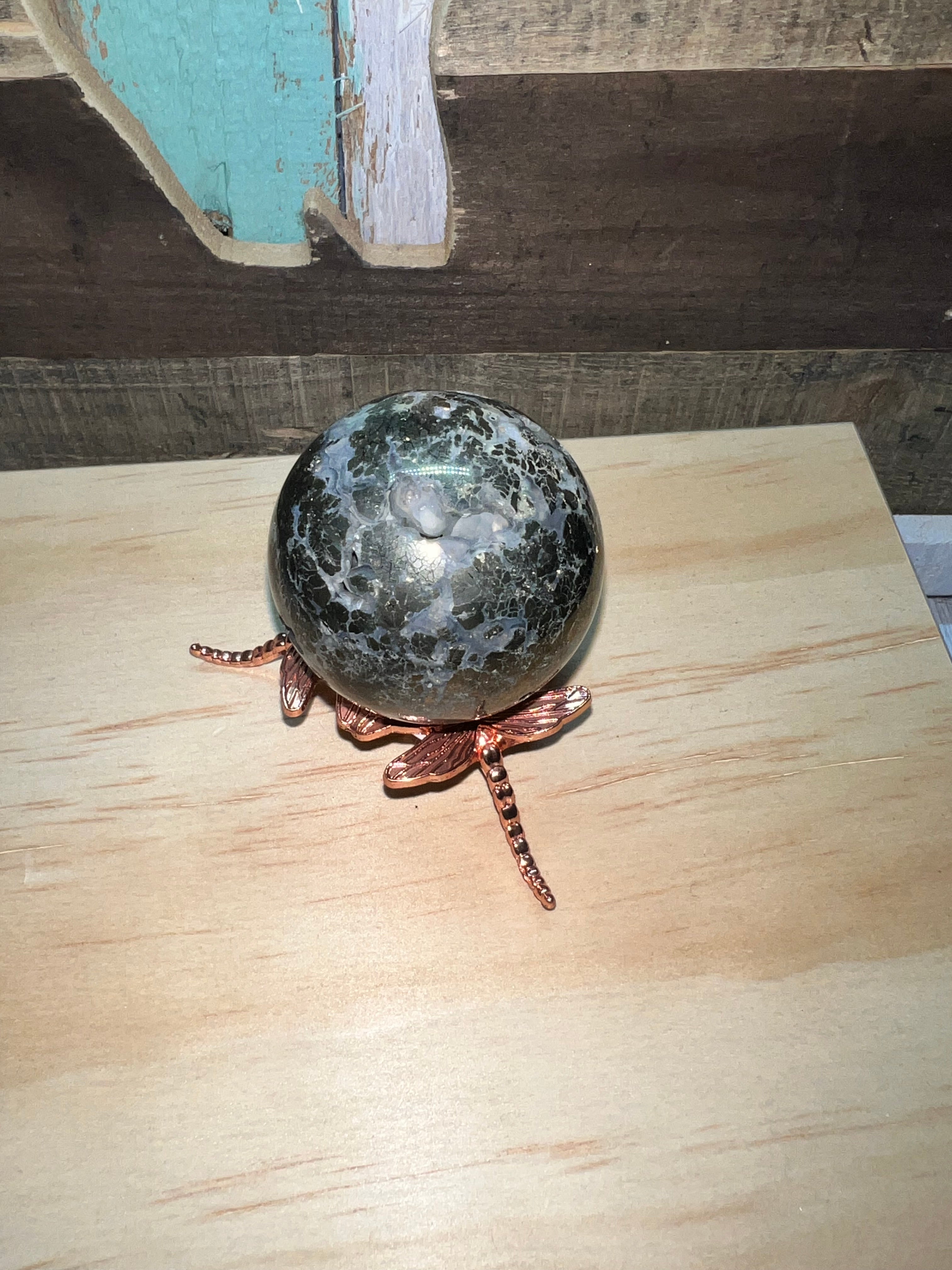 Pyrite in Quartz Sphere