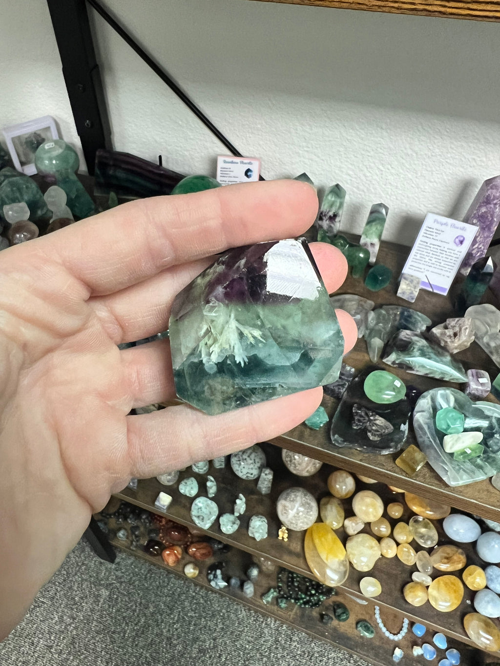 Rainbow feather fluorite gusher