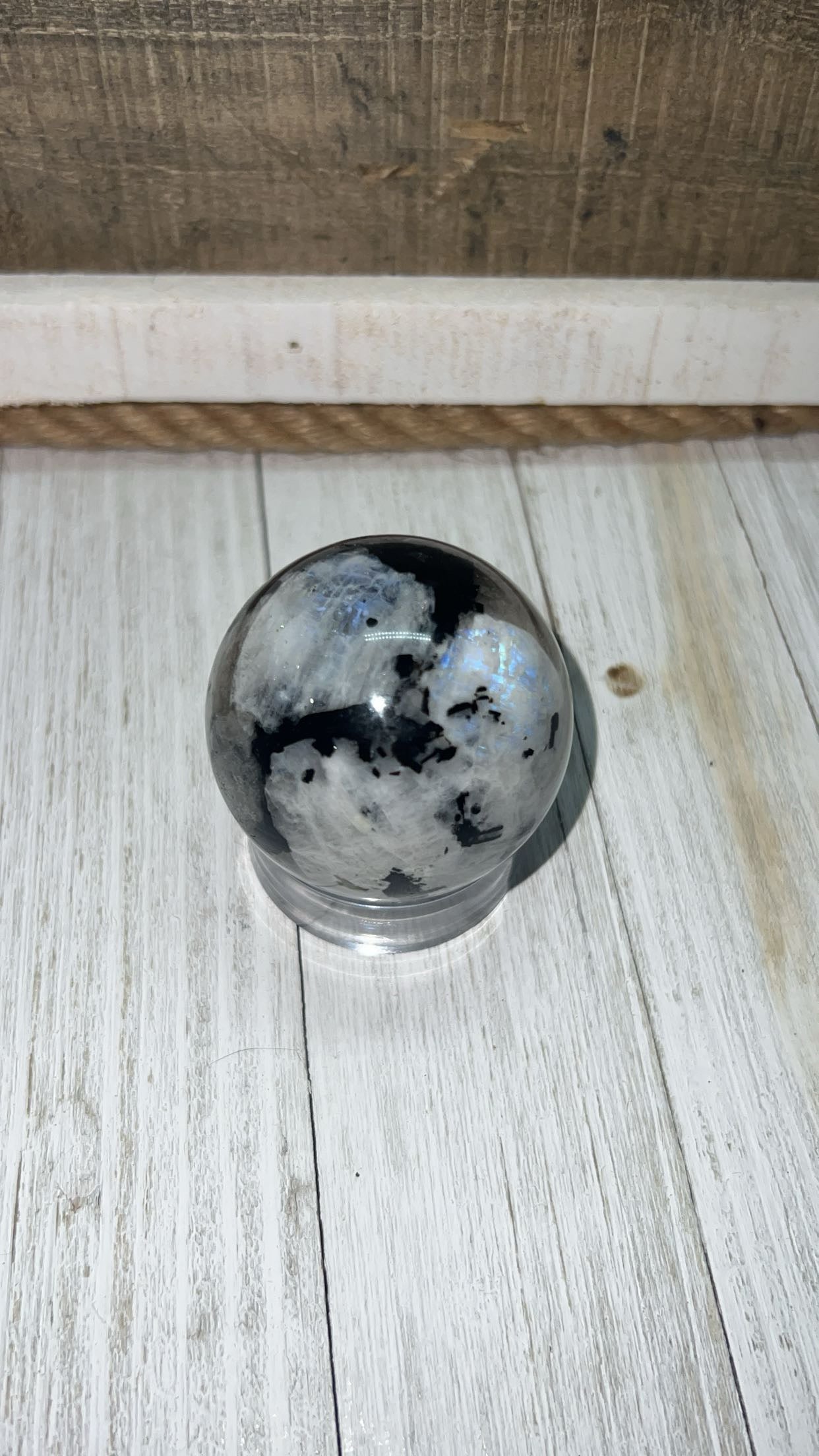 Rainbow moonstone sphere