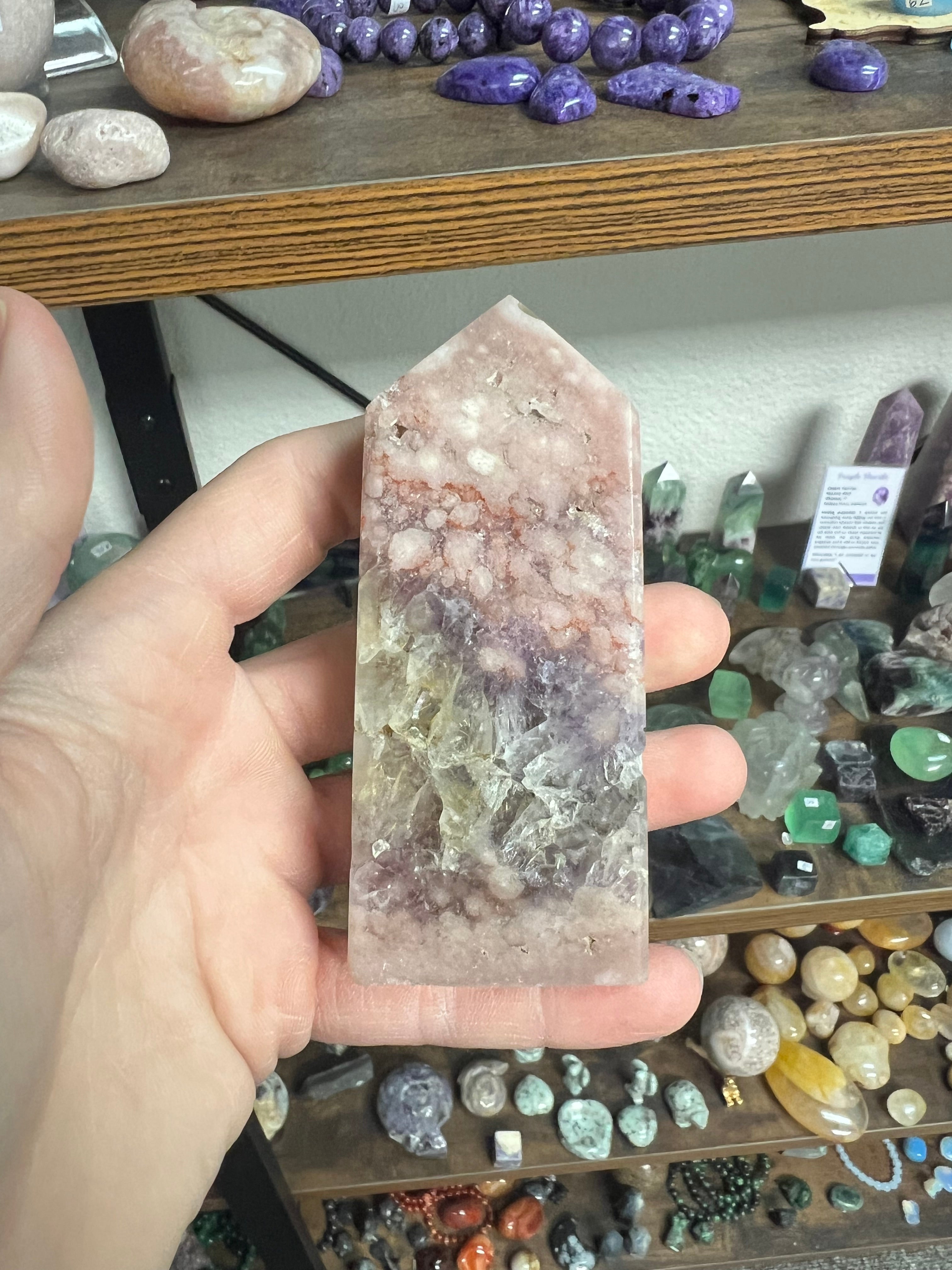 Beautiful pink amethyst tower