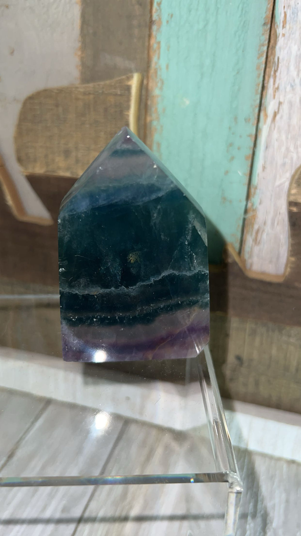 Rainbow fluorite tower ￼
