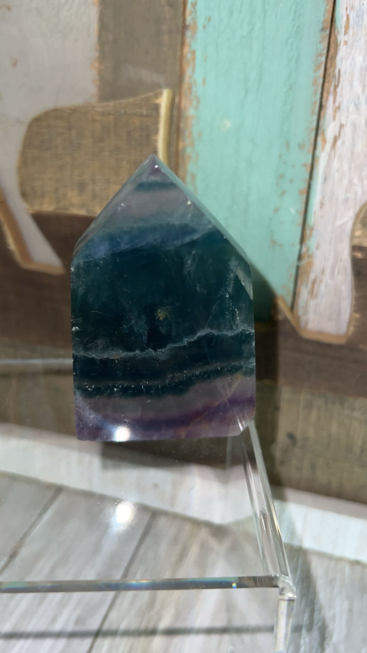 Rainbow fluorite tower ￼