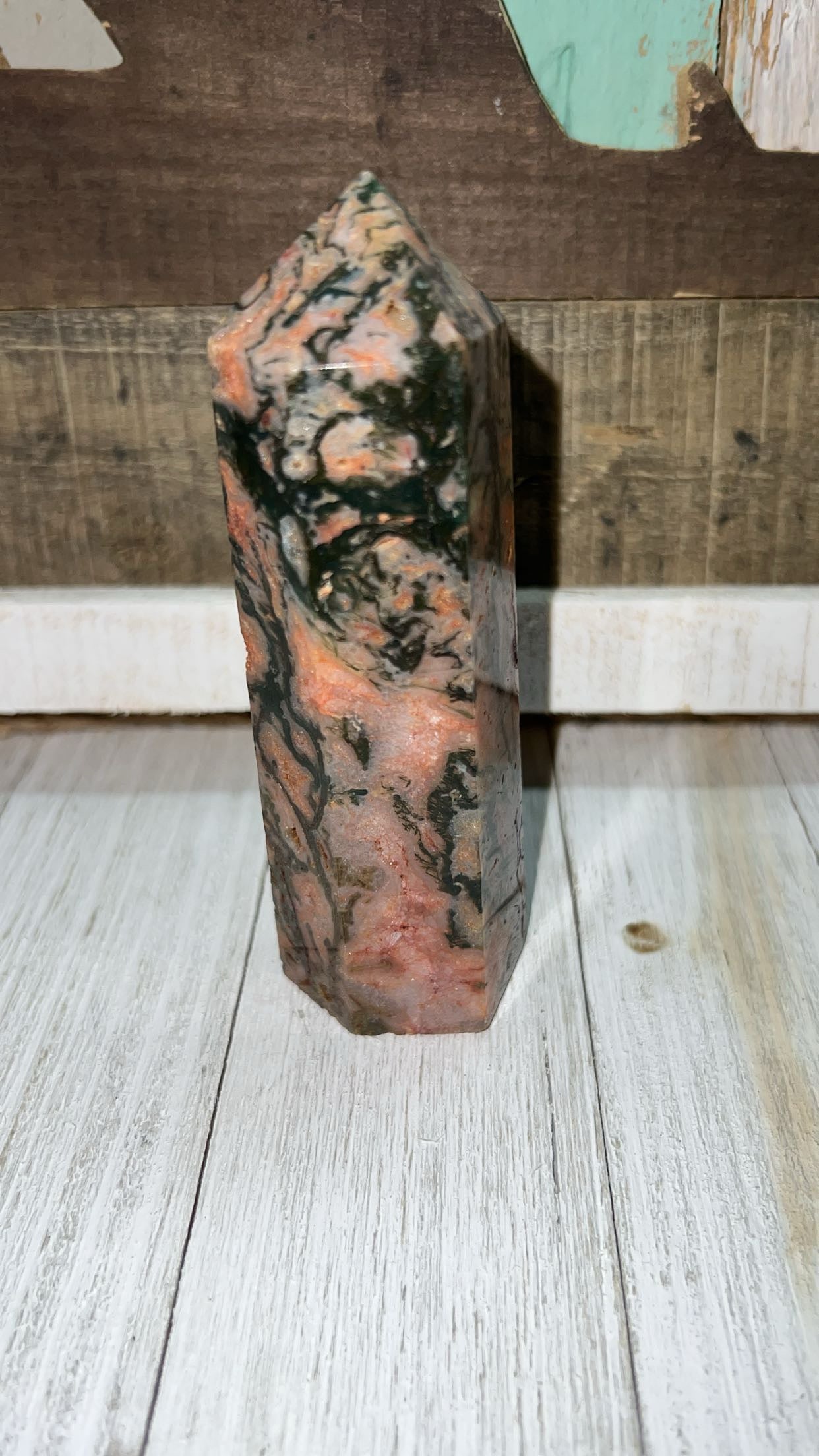 Moss Agate and Carnelian Tower