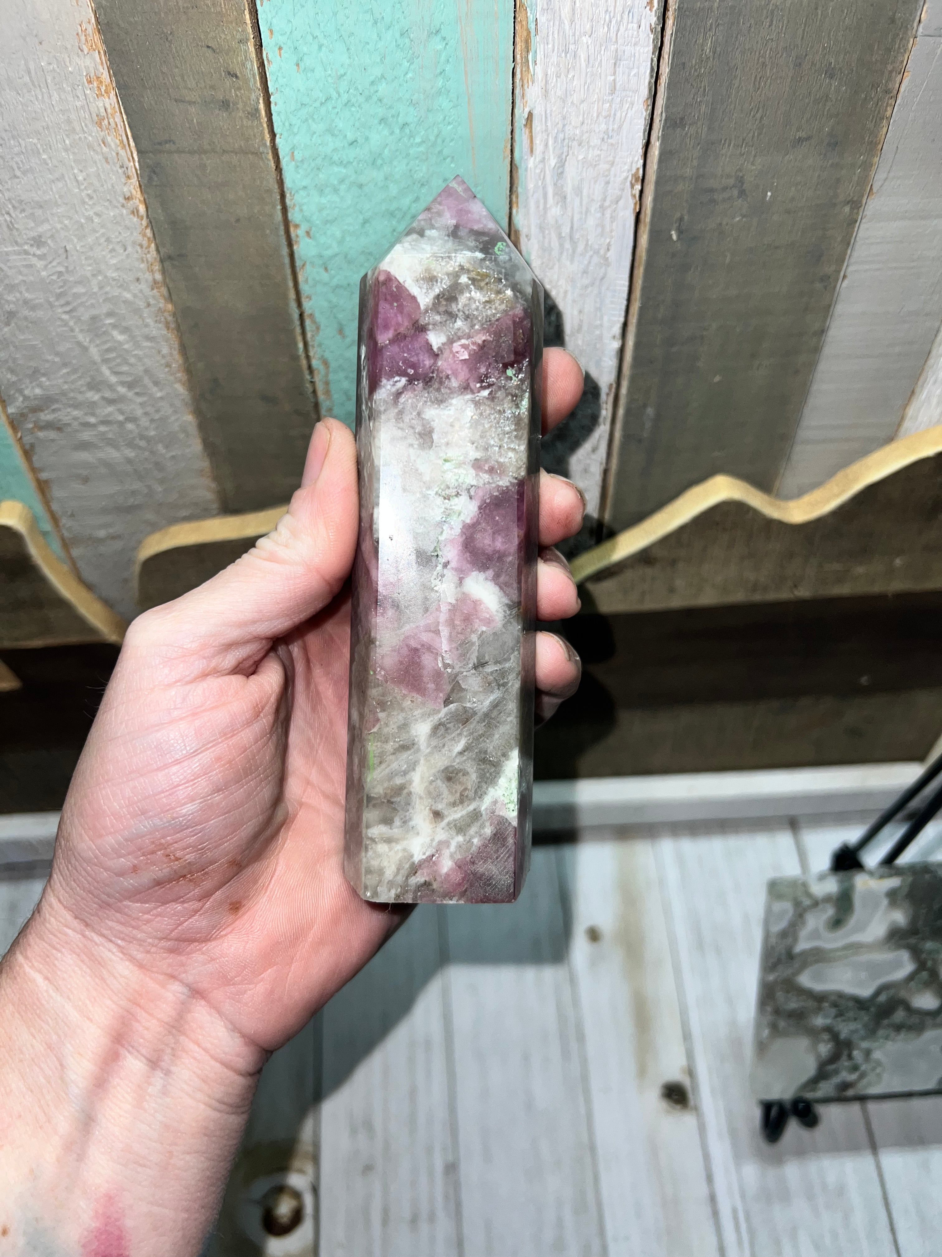 Pink tourmaline tower