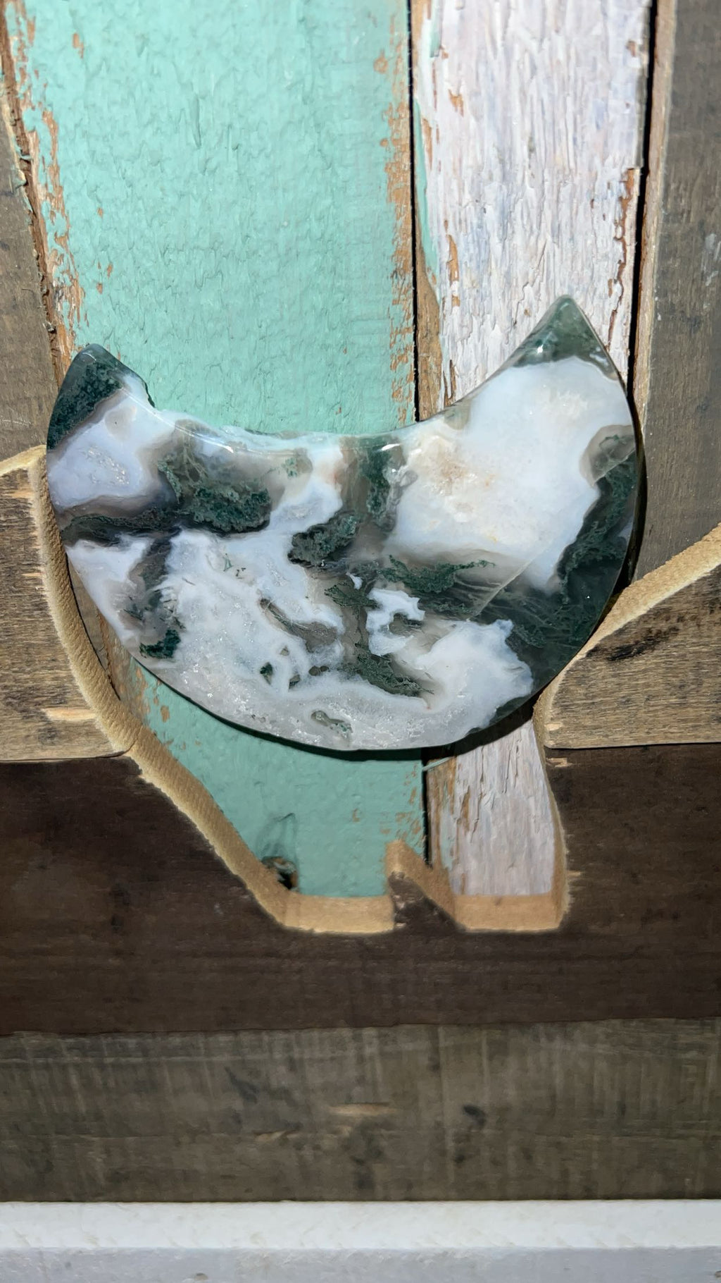 Moss agate Crescent Moon