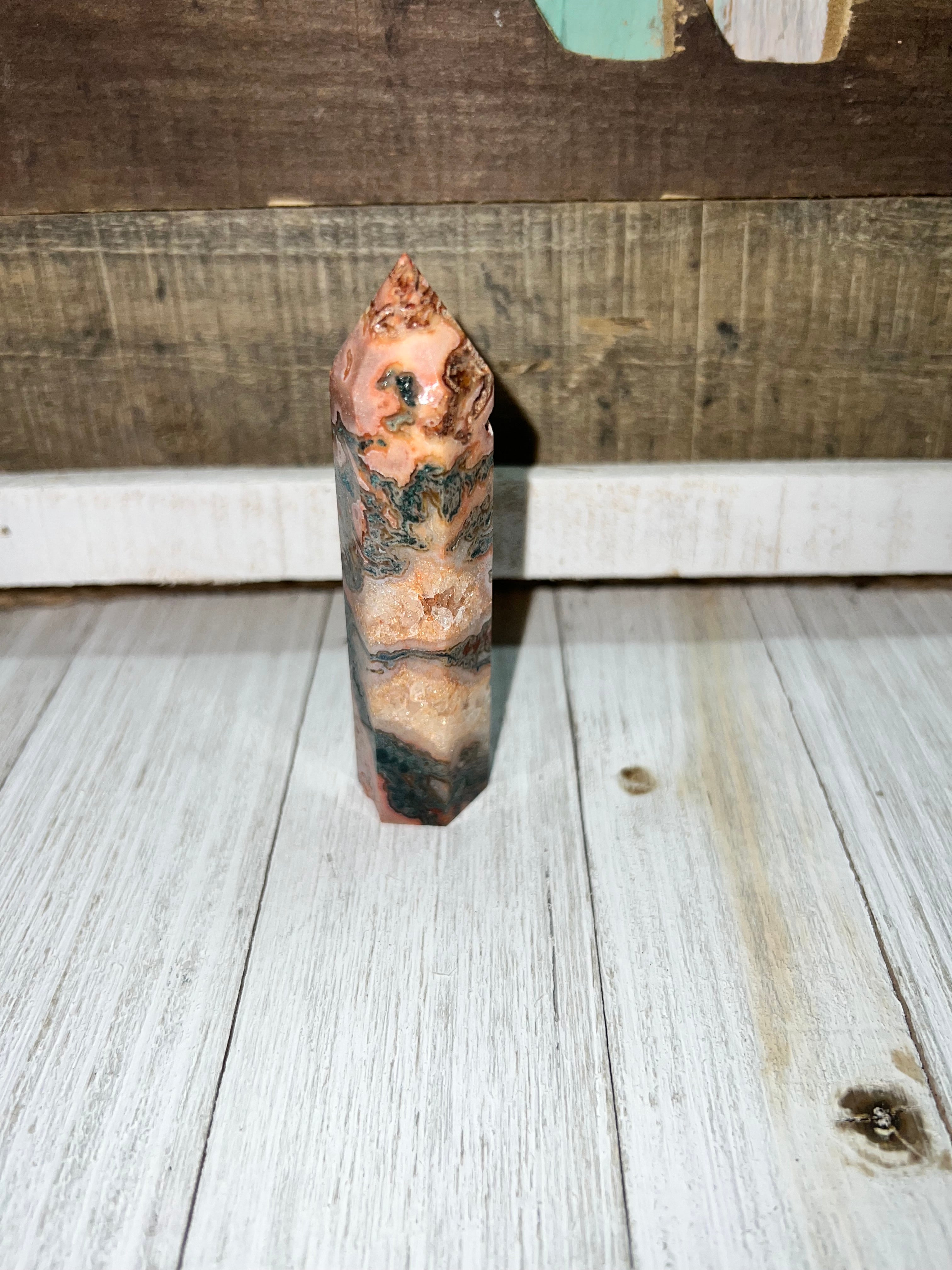 Carnelian and Moss Agate Tower ￼
