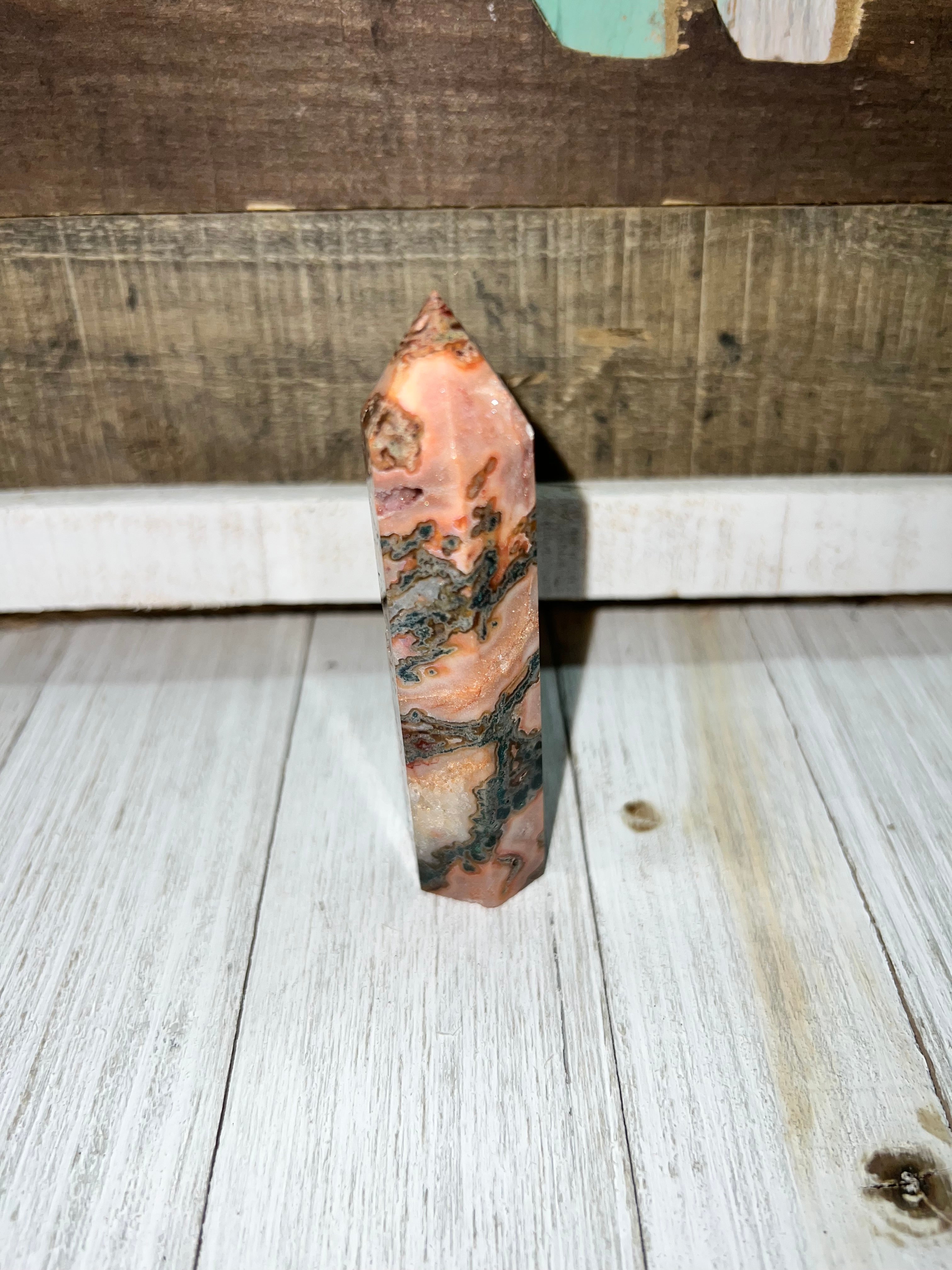 Carnelian and Moss Agate Tower ￼