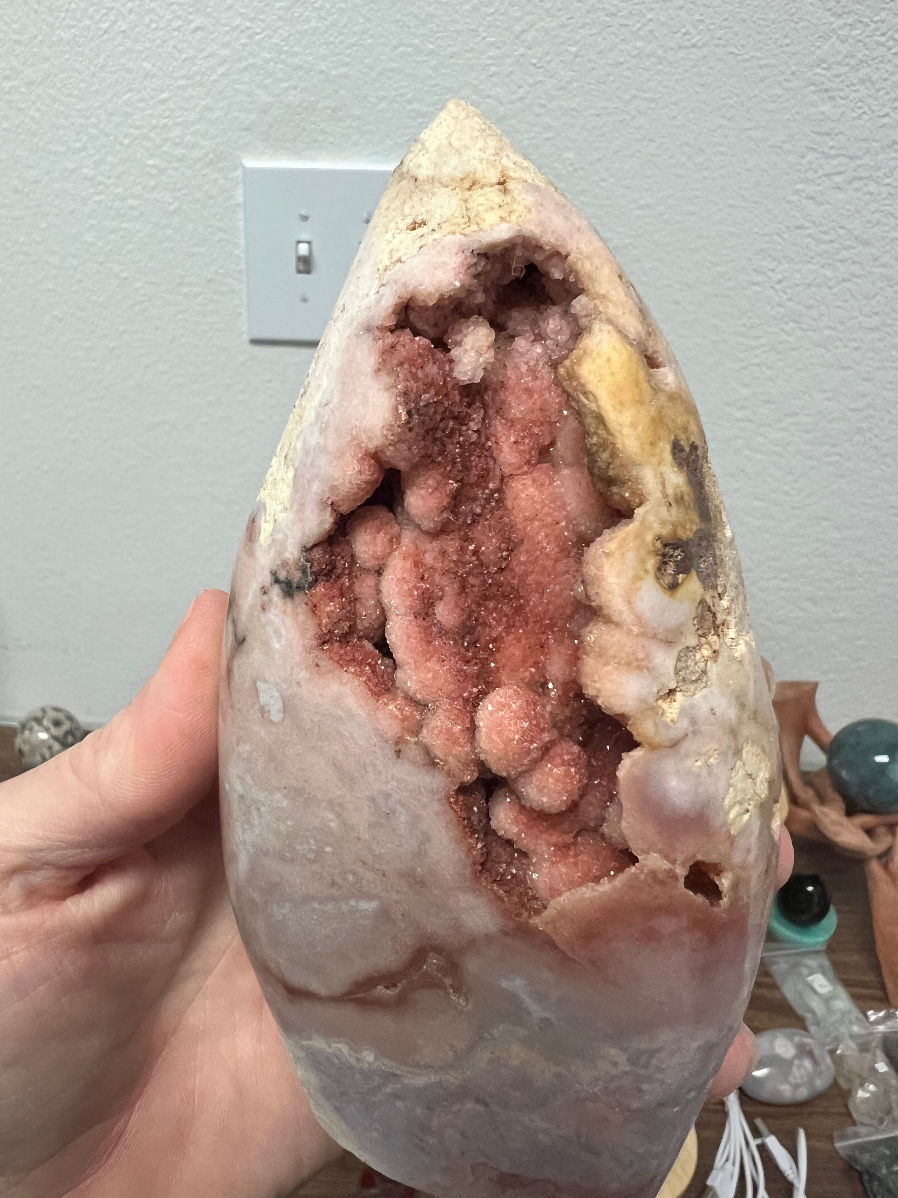 Beautiful pink, amethyst, druzy egg