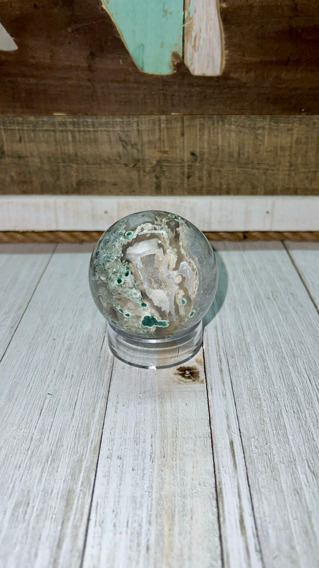 Moss agate sphere