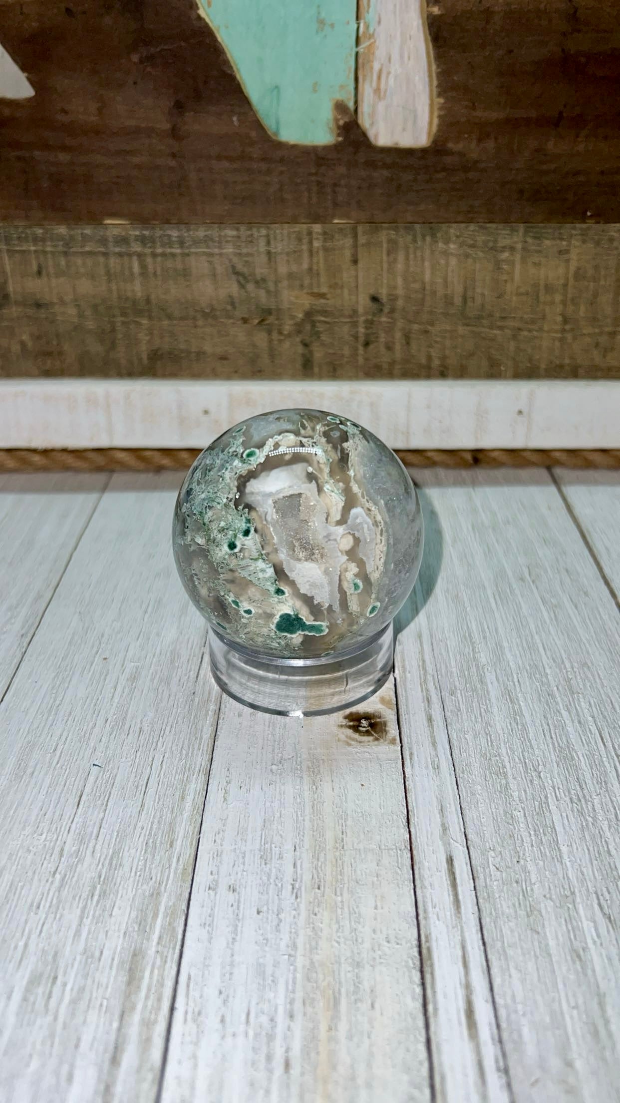 Moss agate sphere