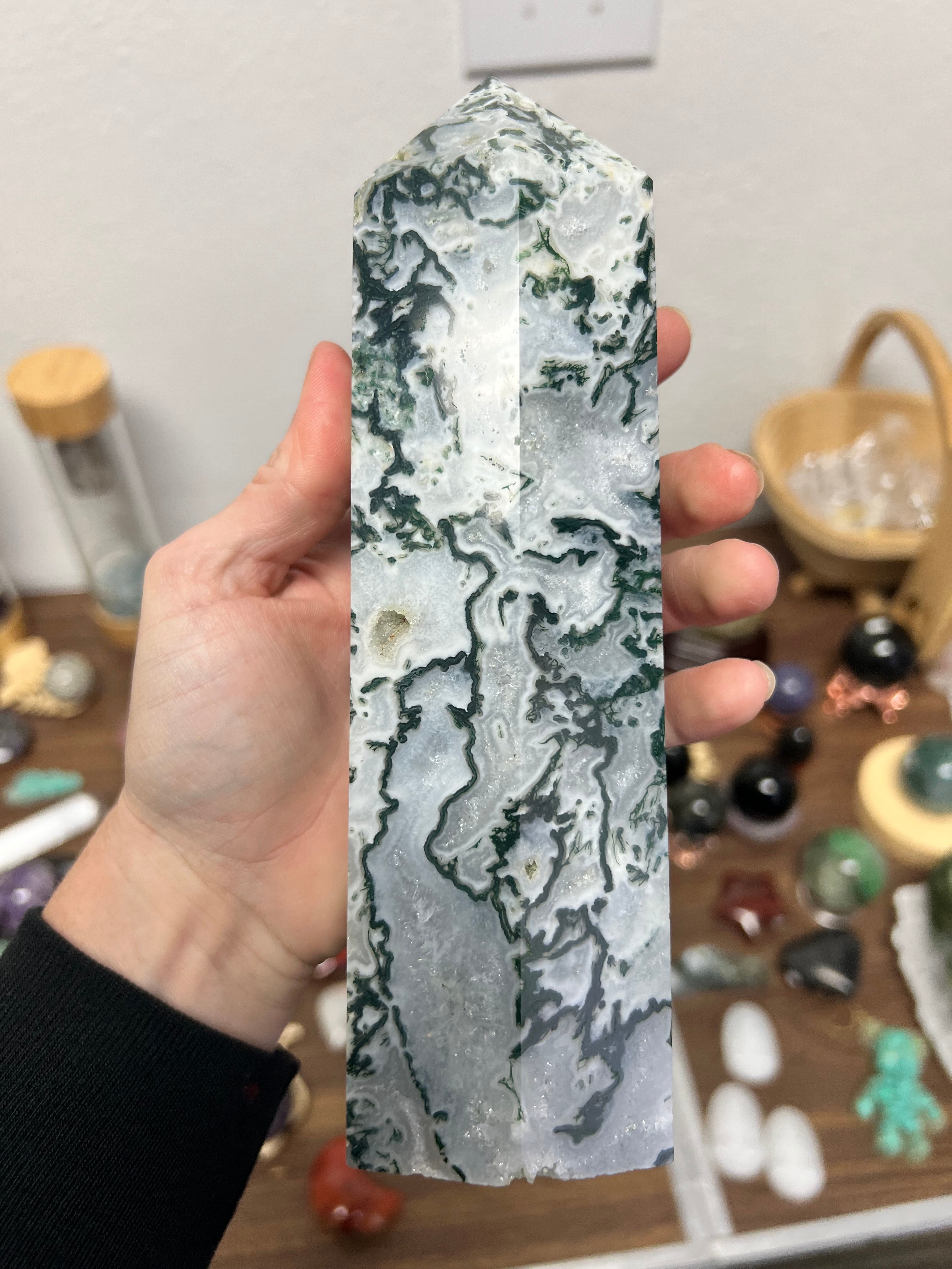 Beautiful, moss agate tower