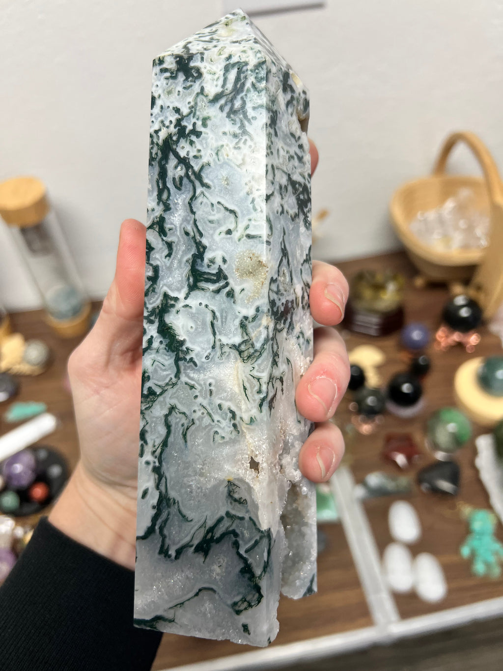 Beautiful, moss agate tower