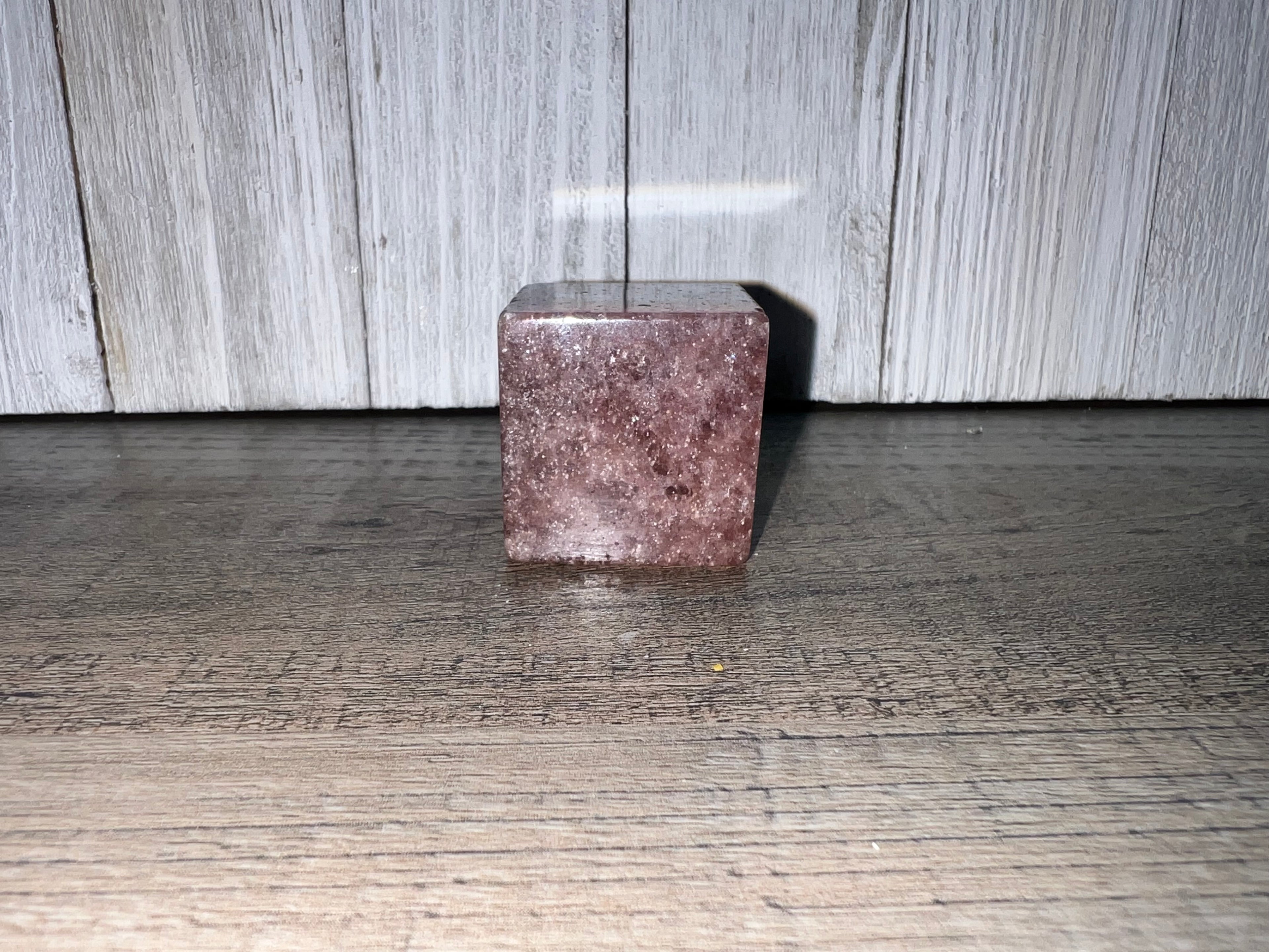 Strawberry quartz cube