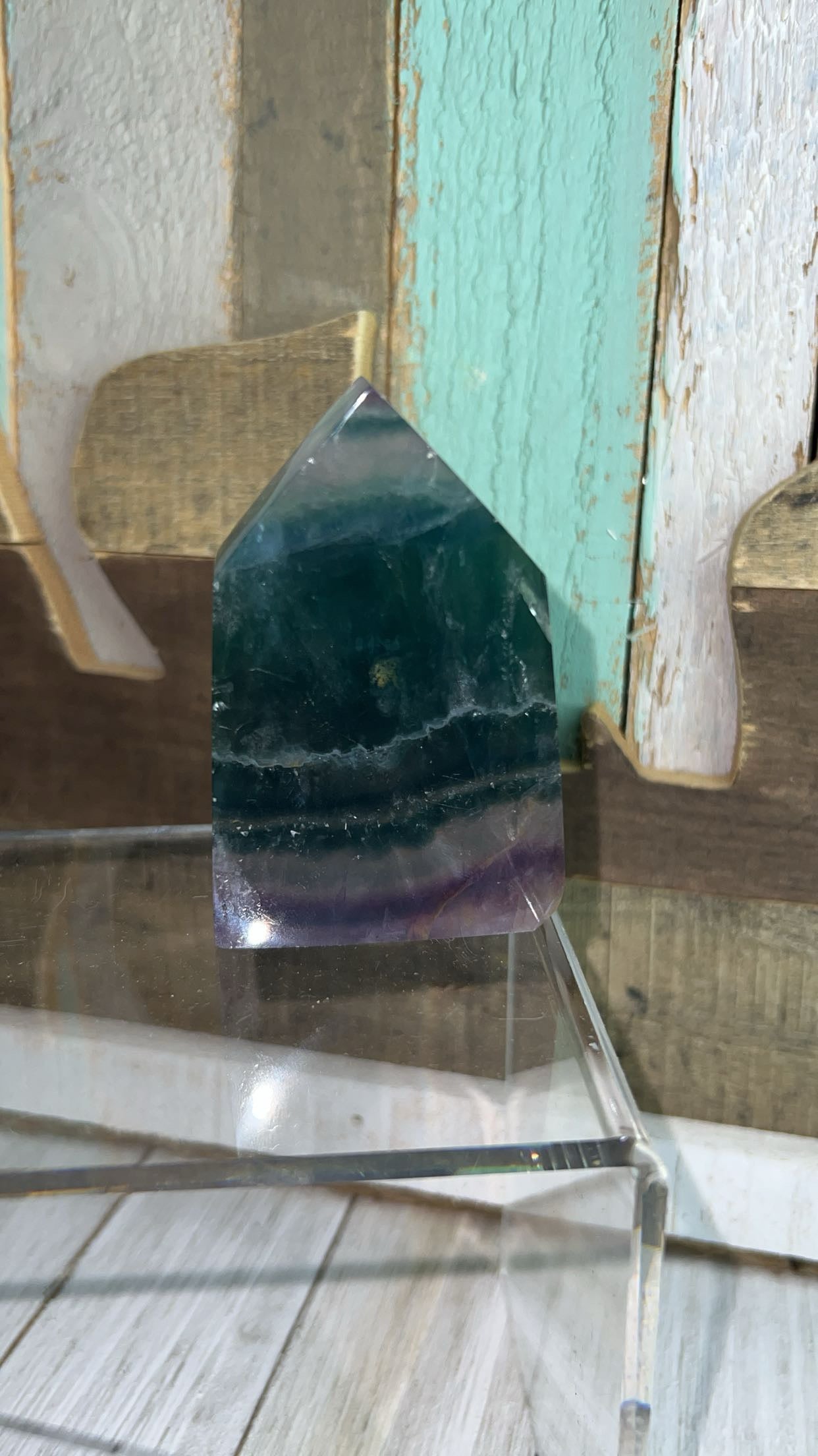 Rainbow fluorite tower ￼