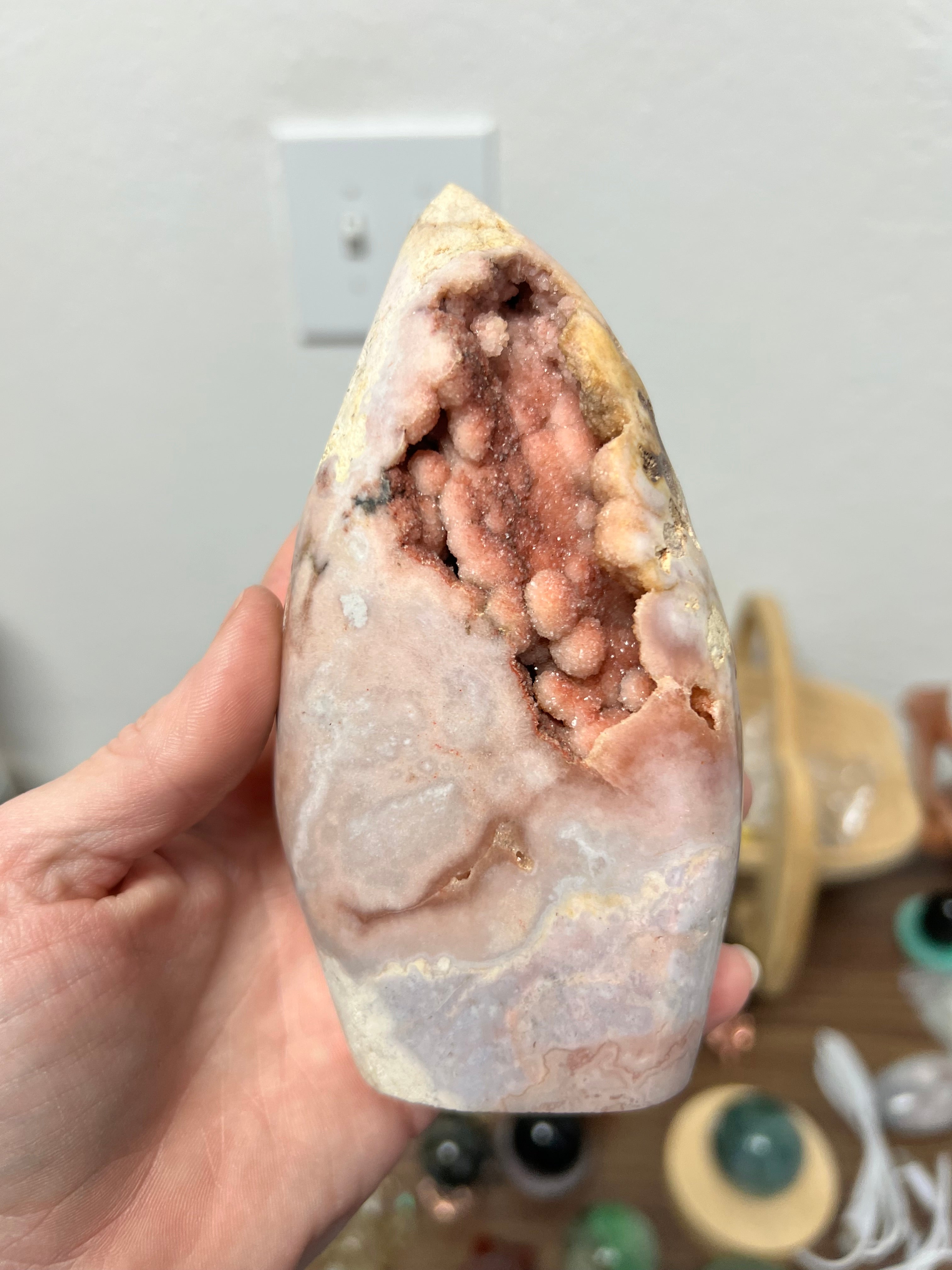 Beautiful pink, amethyst, druzy egg