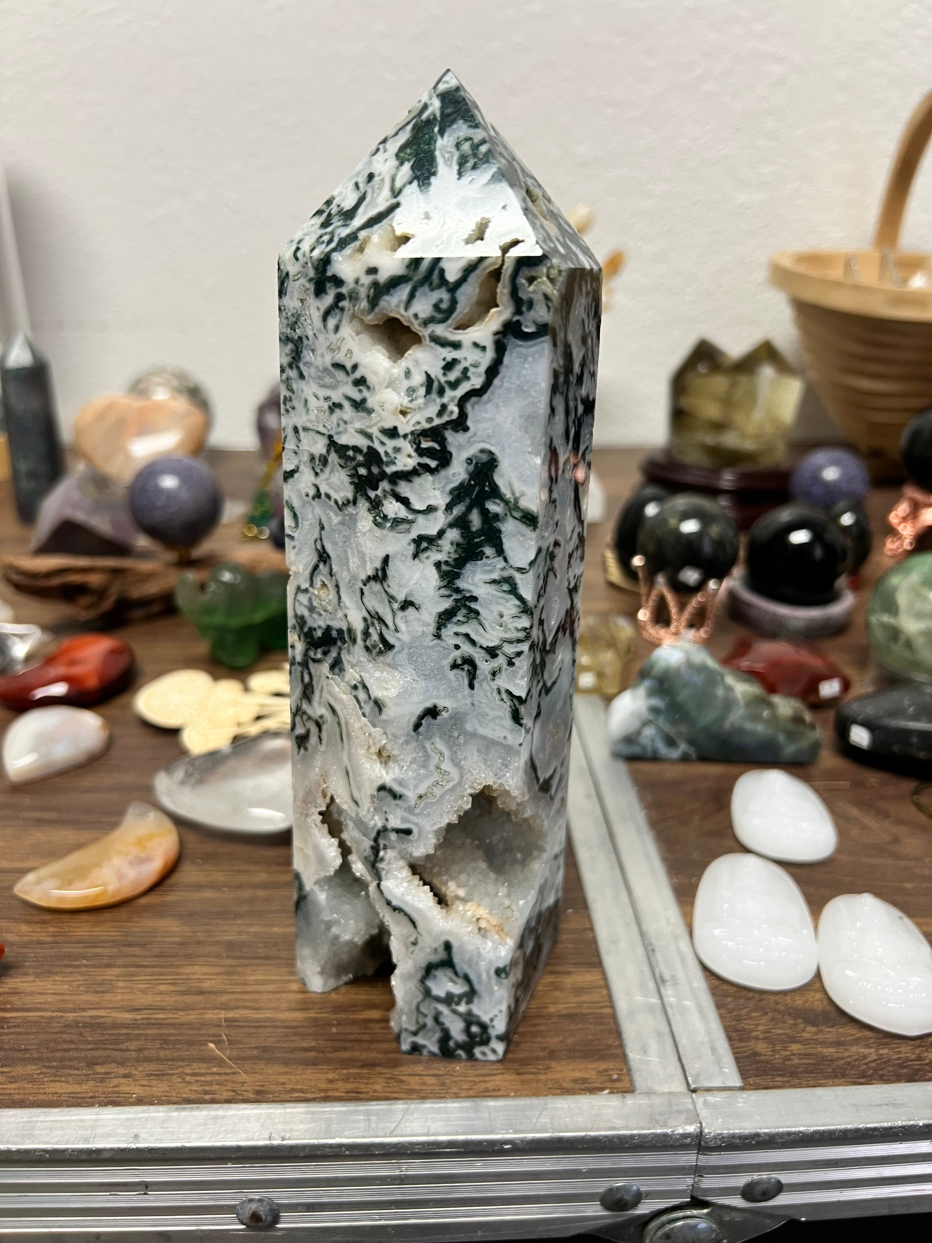 Beautiful, moss agate tower