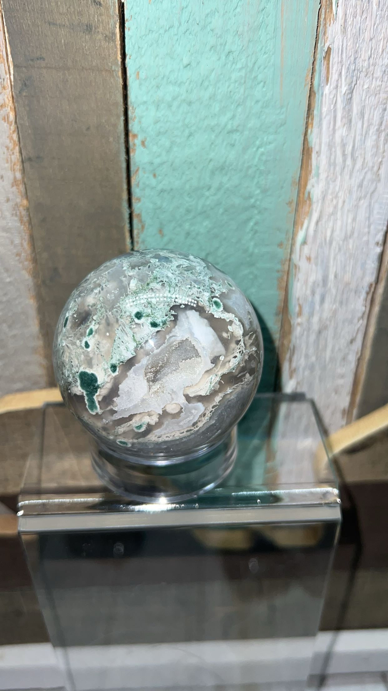 Moss agate sphere