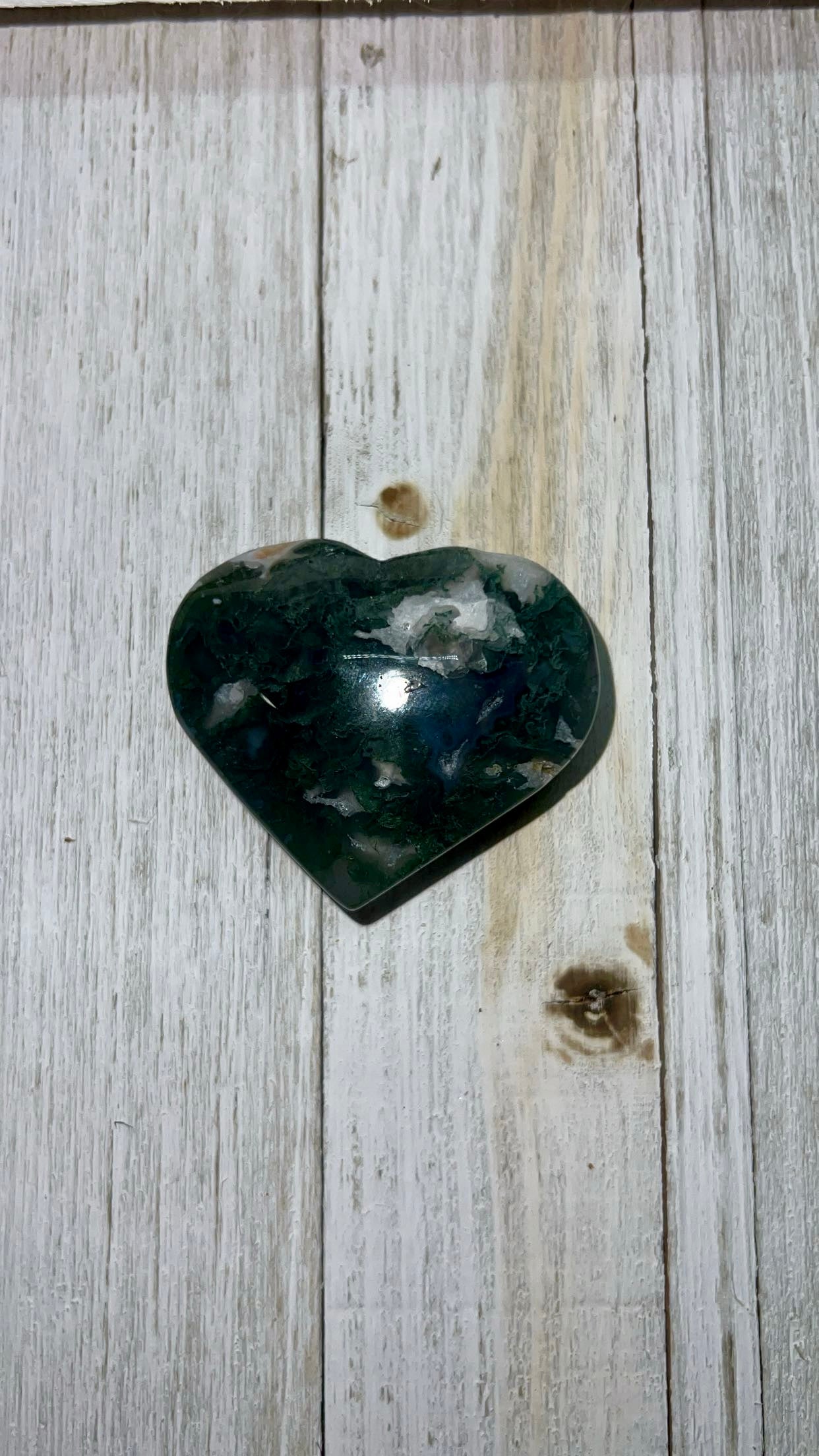 Moss agate heart