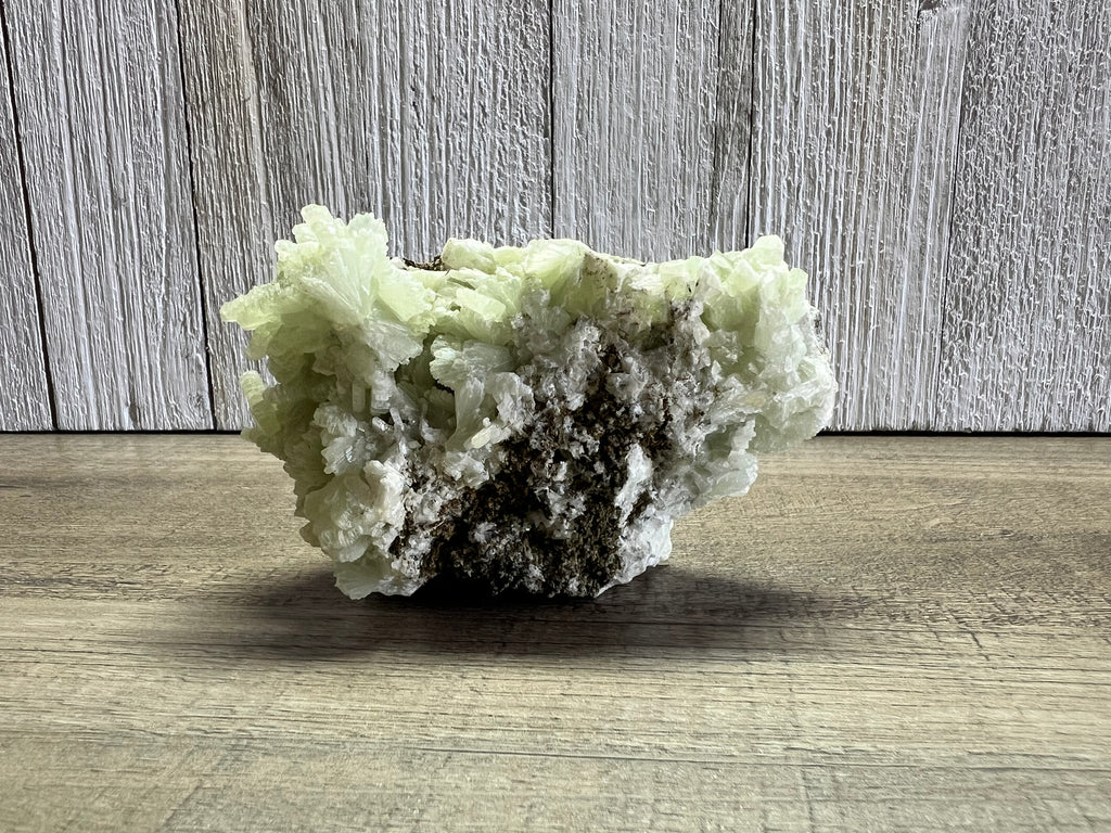 Prehinite cluster with apophyllite