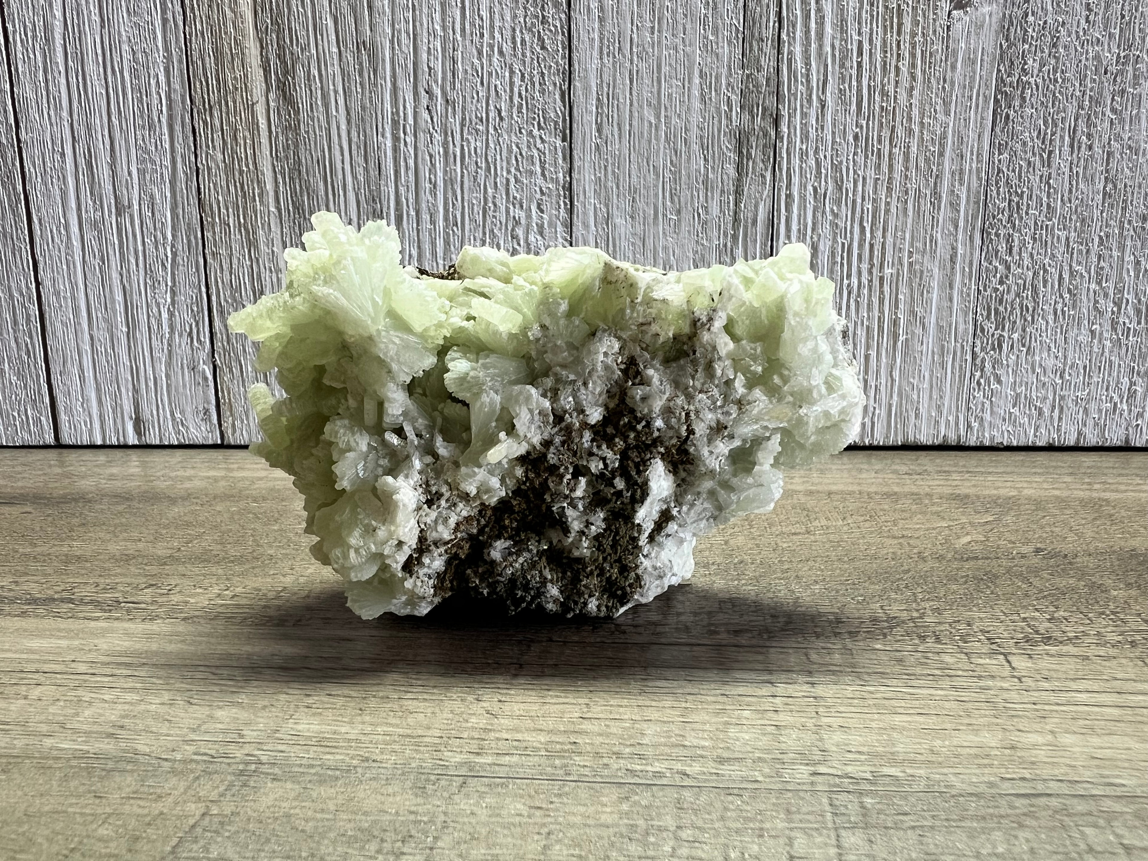 Prehinite cluster with apophyllite