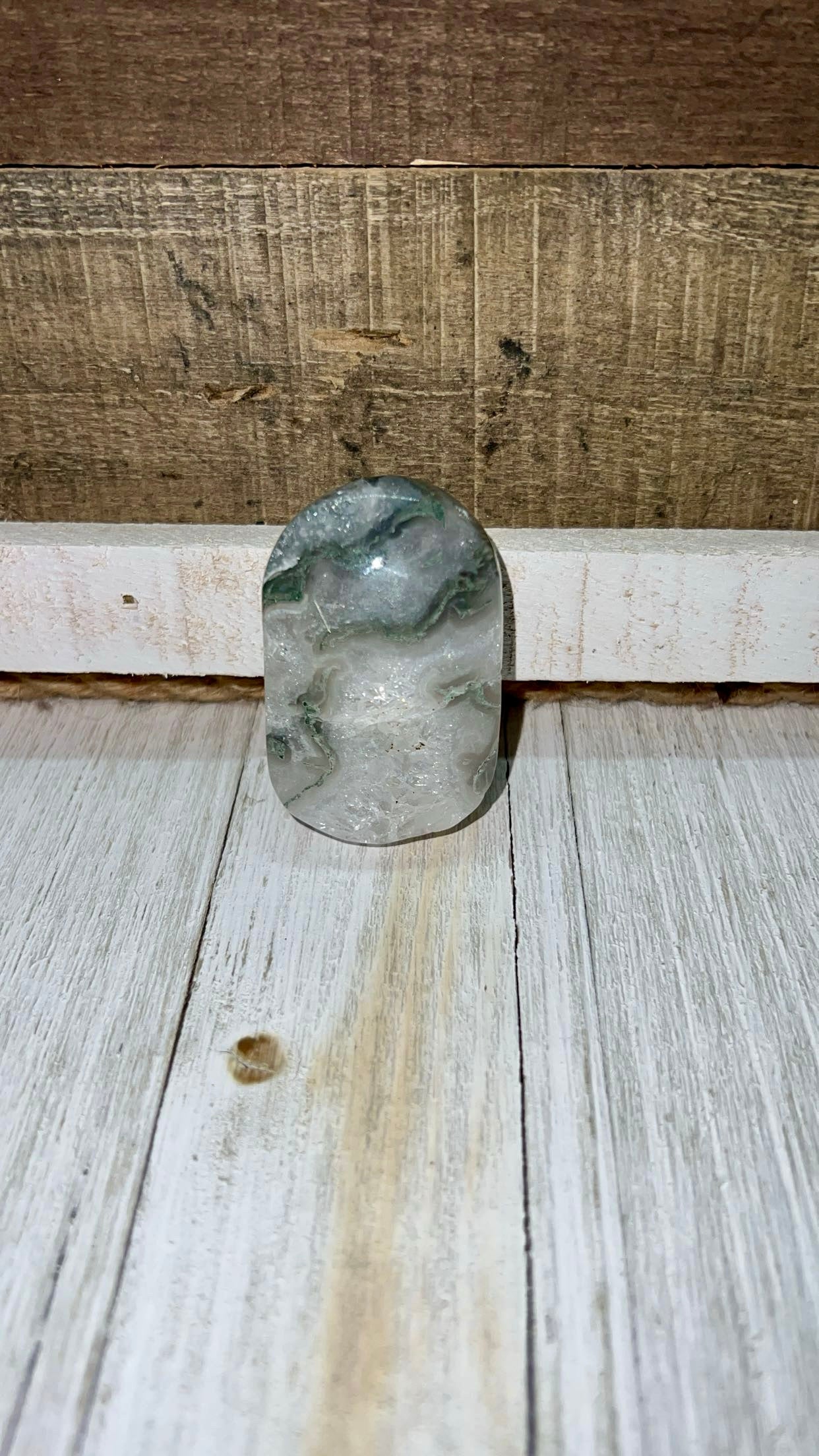 Moss Agate palm stone size small