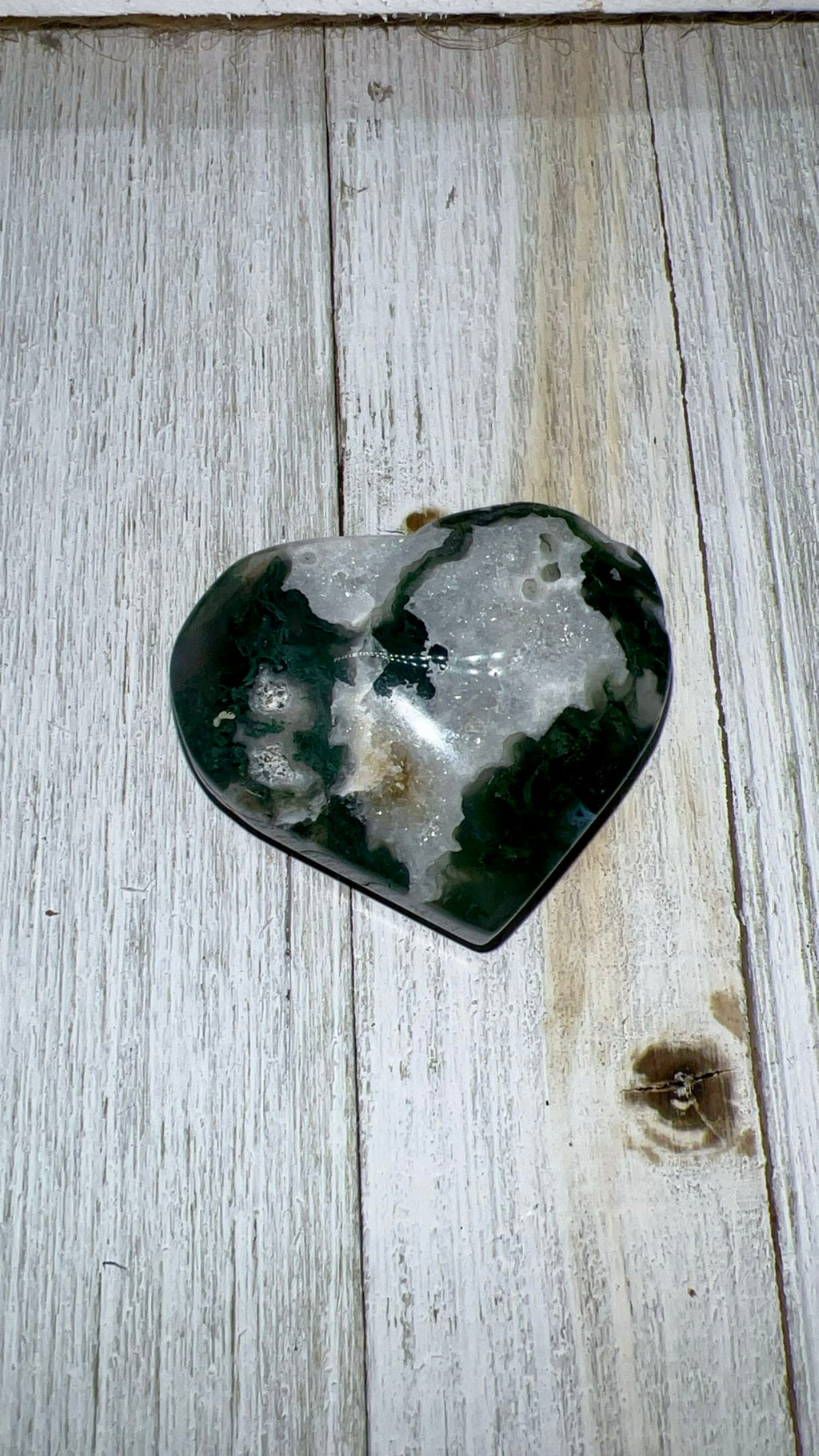 Moss agate heart