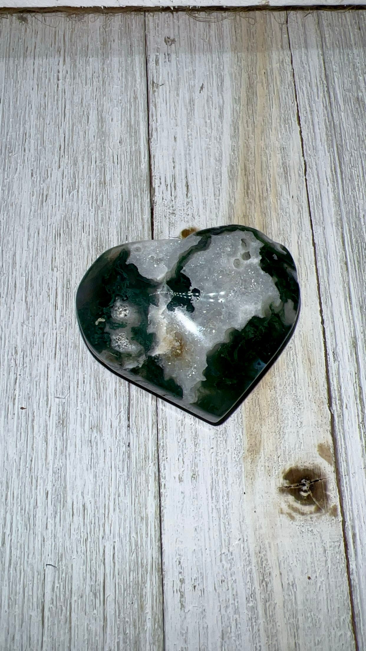 Moss agate heart