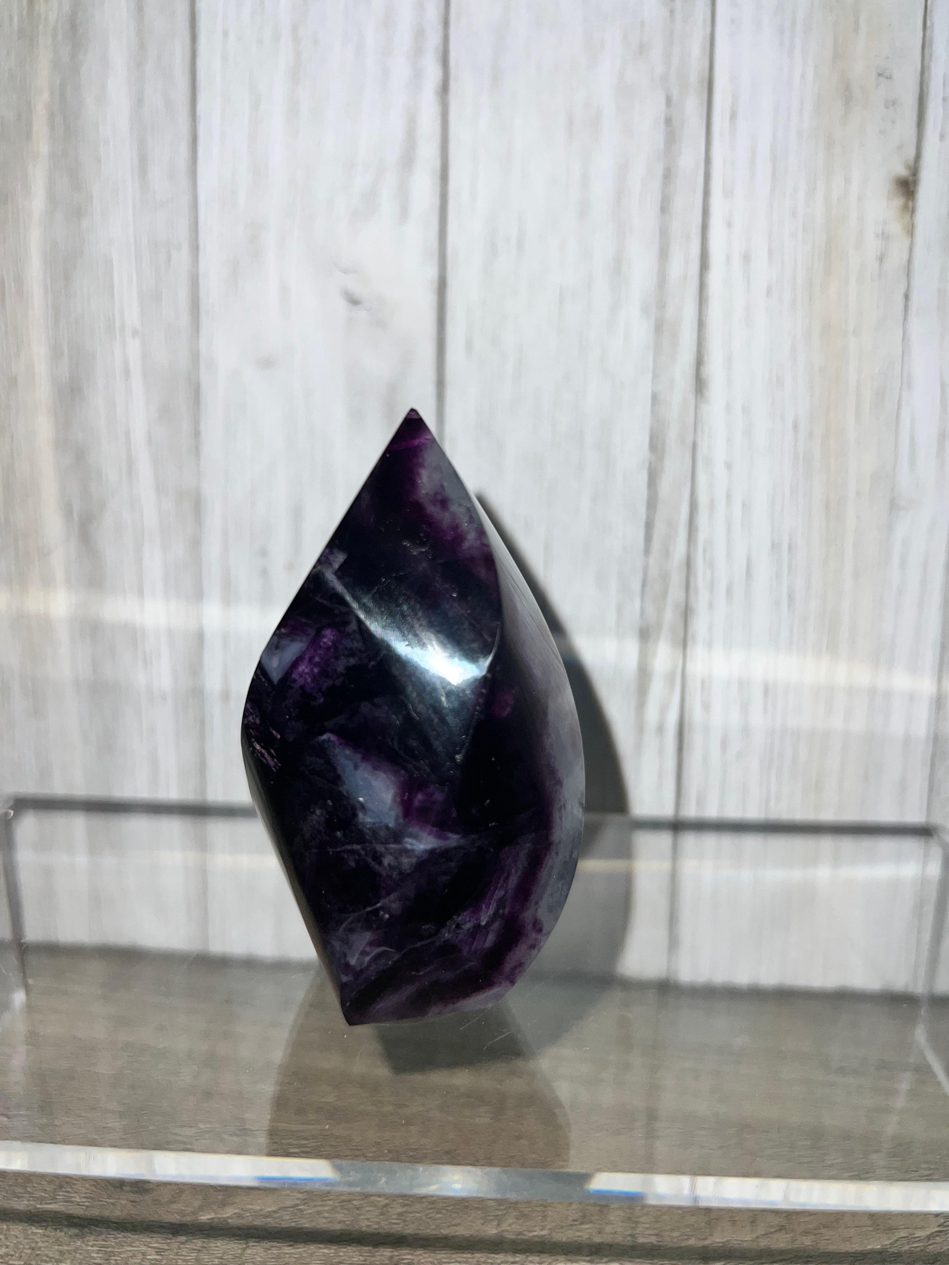 Purple Amethyst flame with quartz inclusions