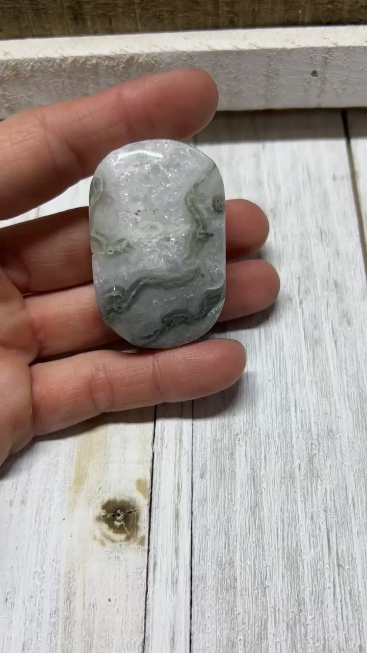 Moss Agate palm stone size small