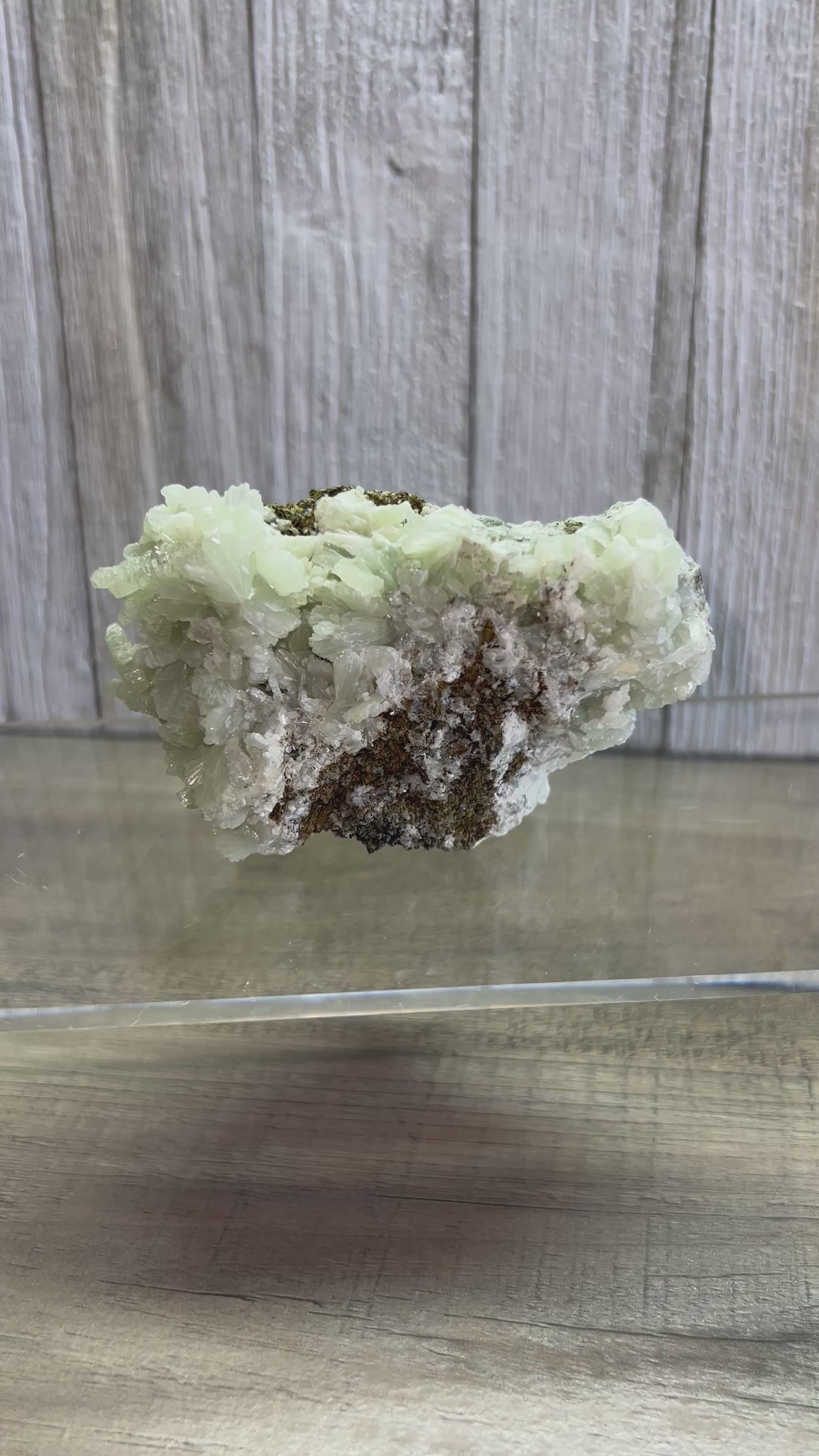 Prehinite cluster with apophyllite