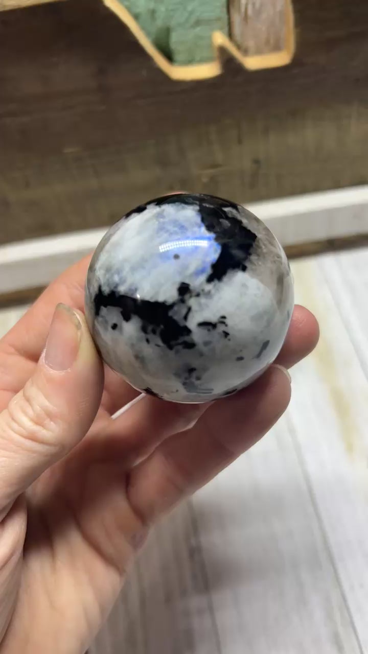 Rainbow moonstone sphere