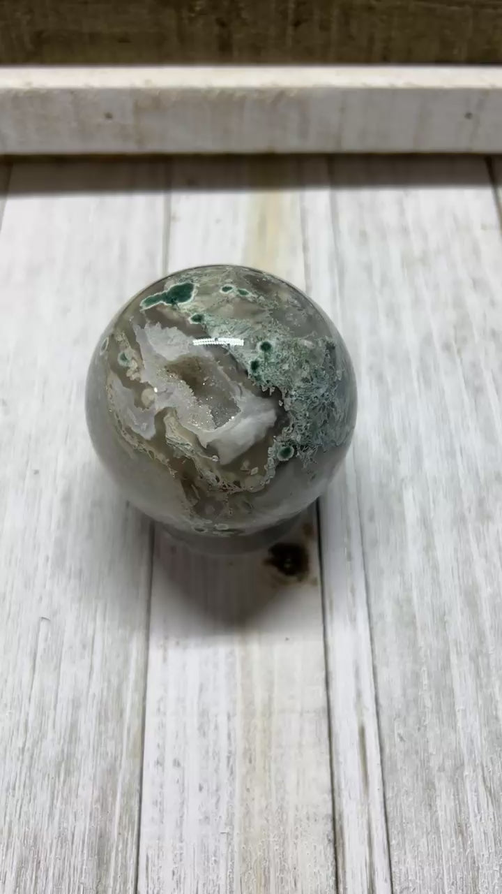 Moss agate sphere