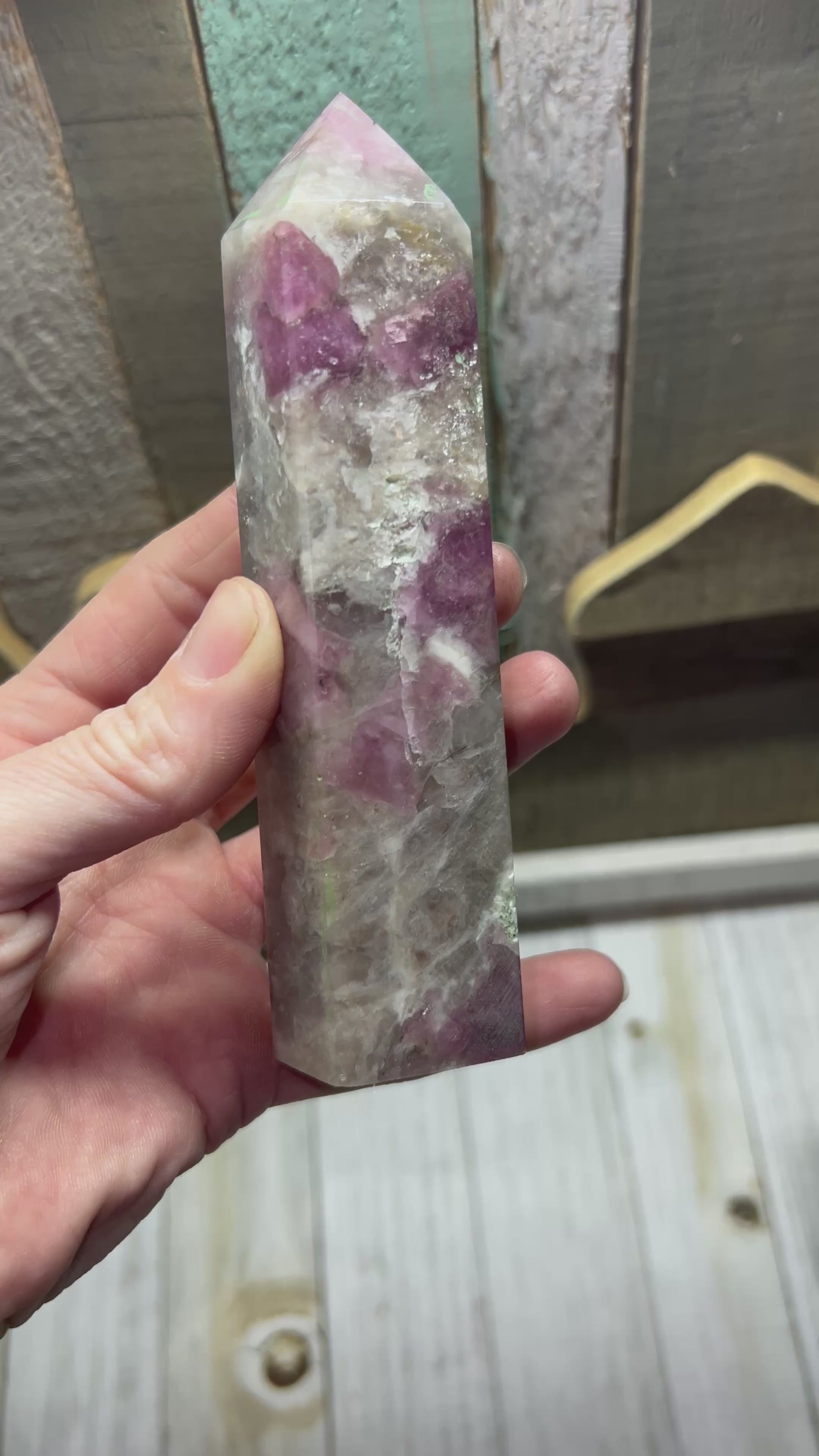Pink tourmaline tower